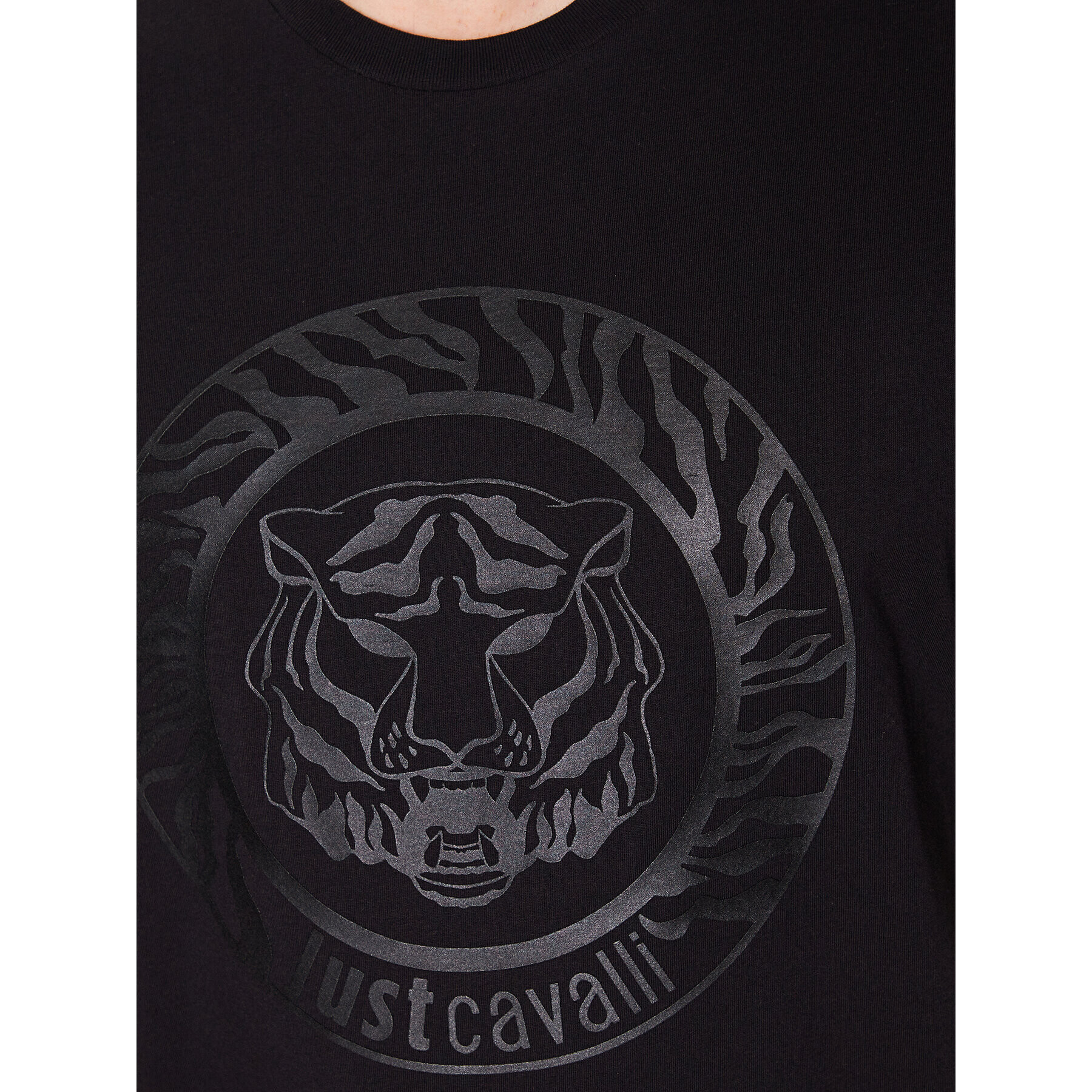 Just Cavalli Тишърт 74OBHF04 Черен Regular Fit - Pepit.bg