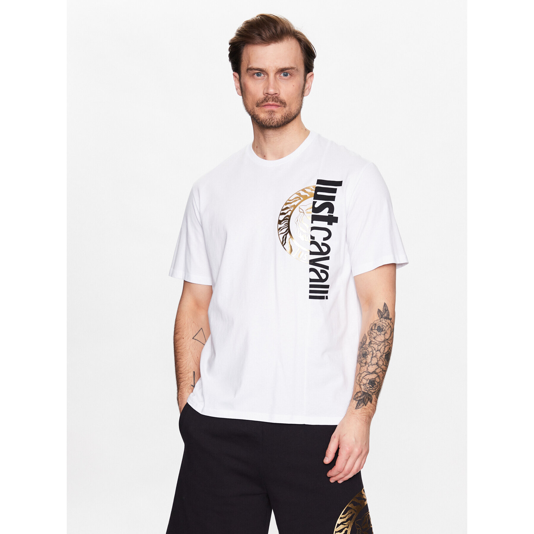 Just Cavalli Тишърт 74OBHF05 Бял Regular Fit - Pepit.bg