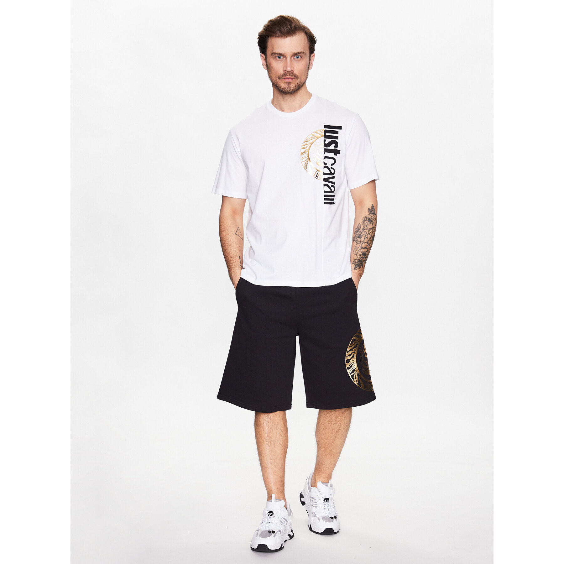 Just Cavalli Тишърт 74OBHF05 Бял Regular Fit - Pepit.bg