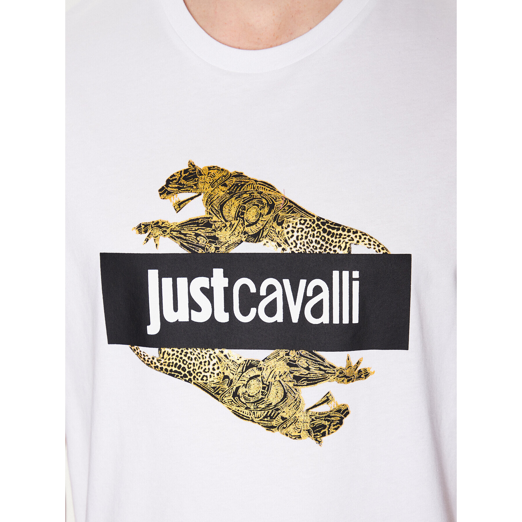 Just Cavalli Тишърт 74OBHF07 Бял Regular Fit - Pepit.bg