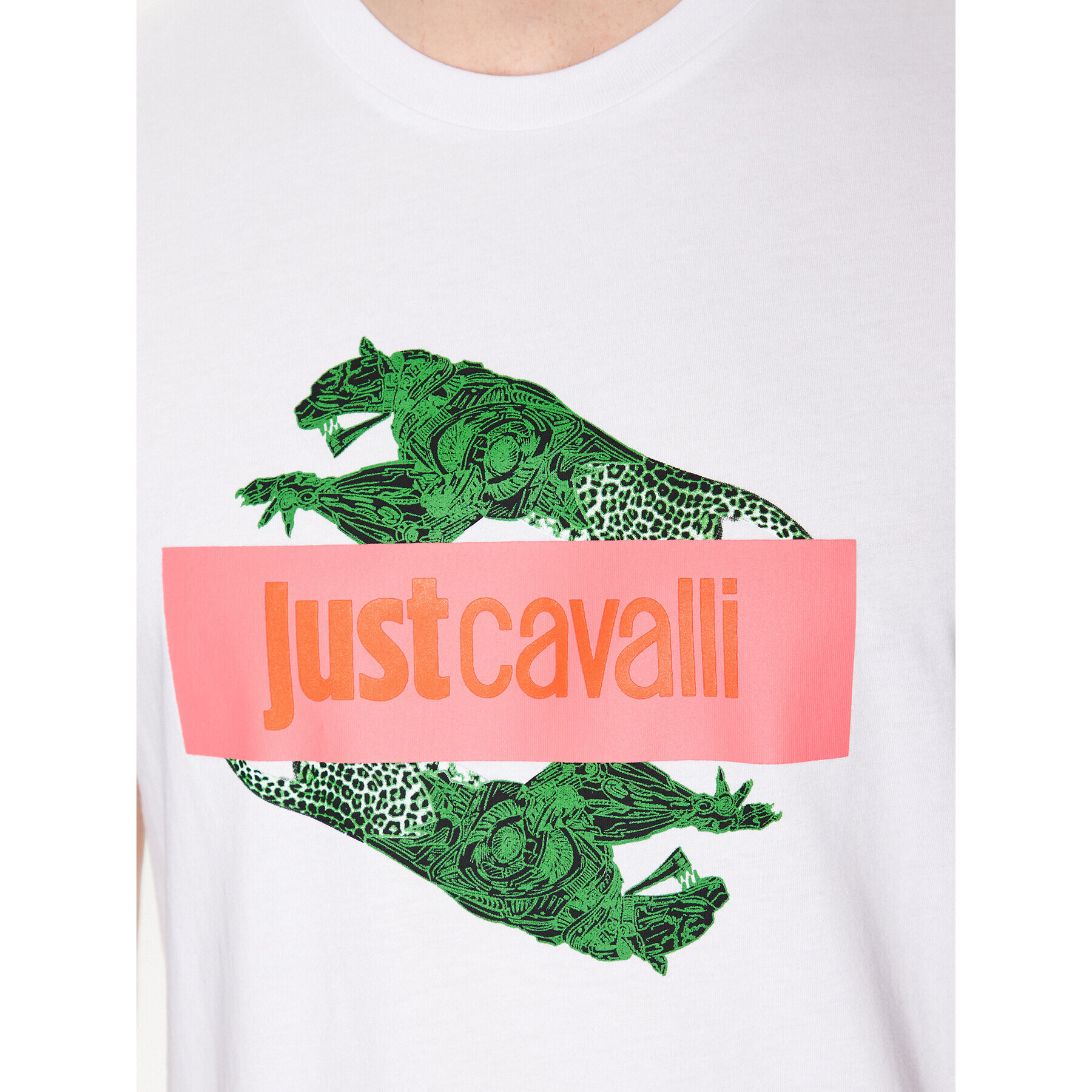 Just Cavalli Тишърт 74OBHF08 Бял Regular Fit - Pepit.bg