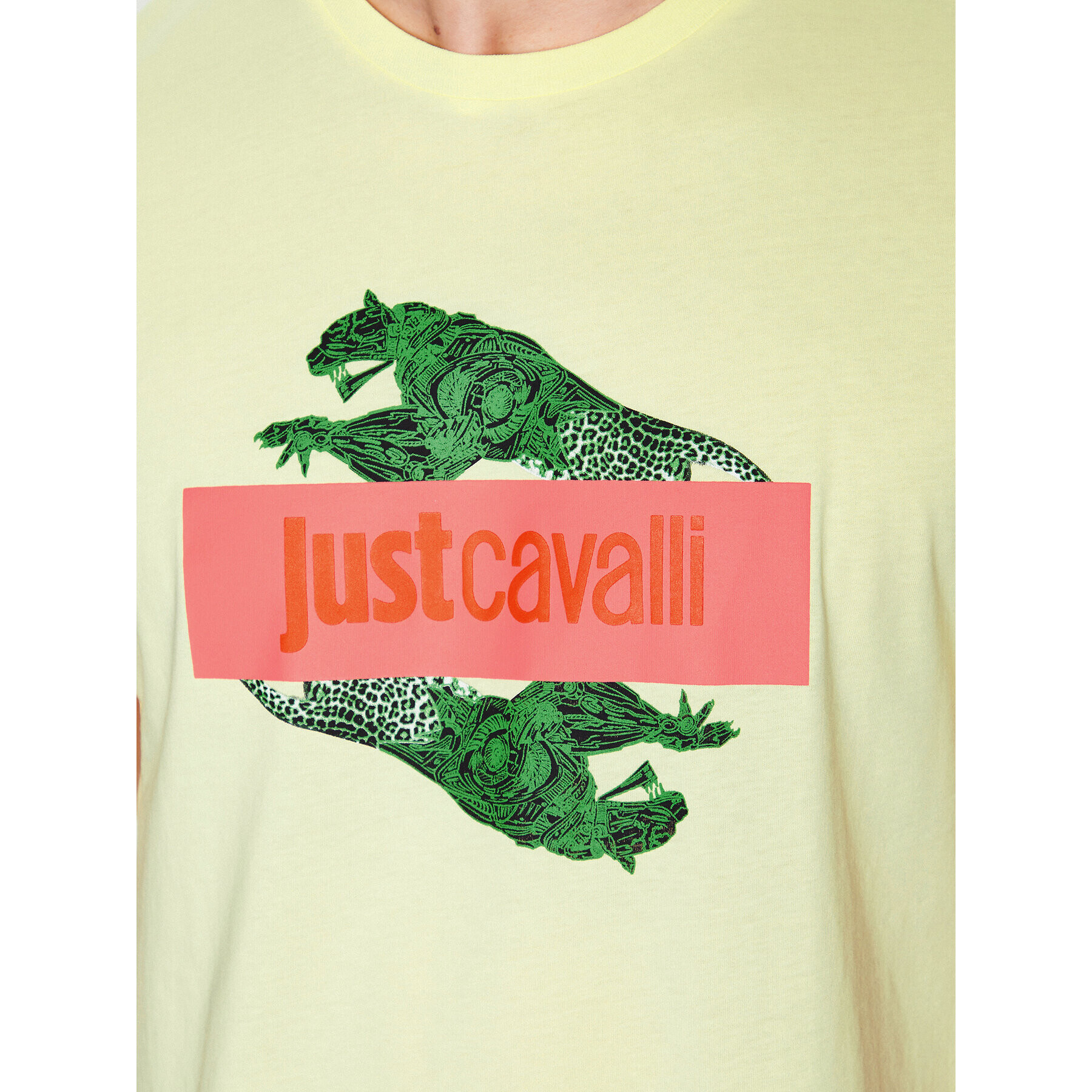 Just Cavalli Тишърт 74OBHF08 Жълт Regular Fit - Pepit.bg