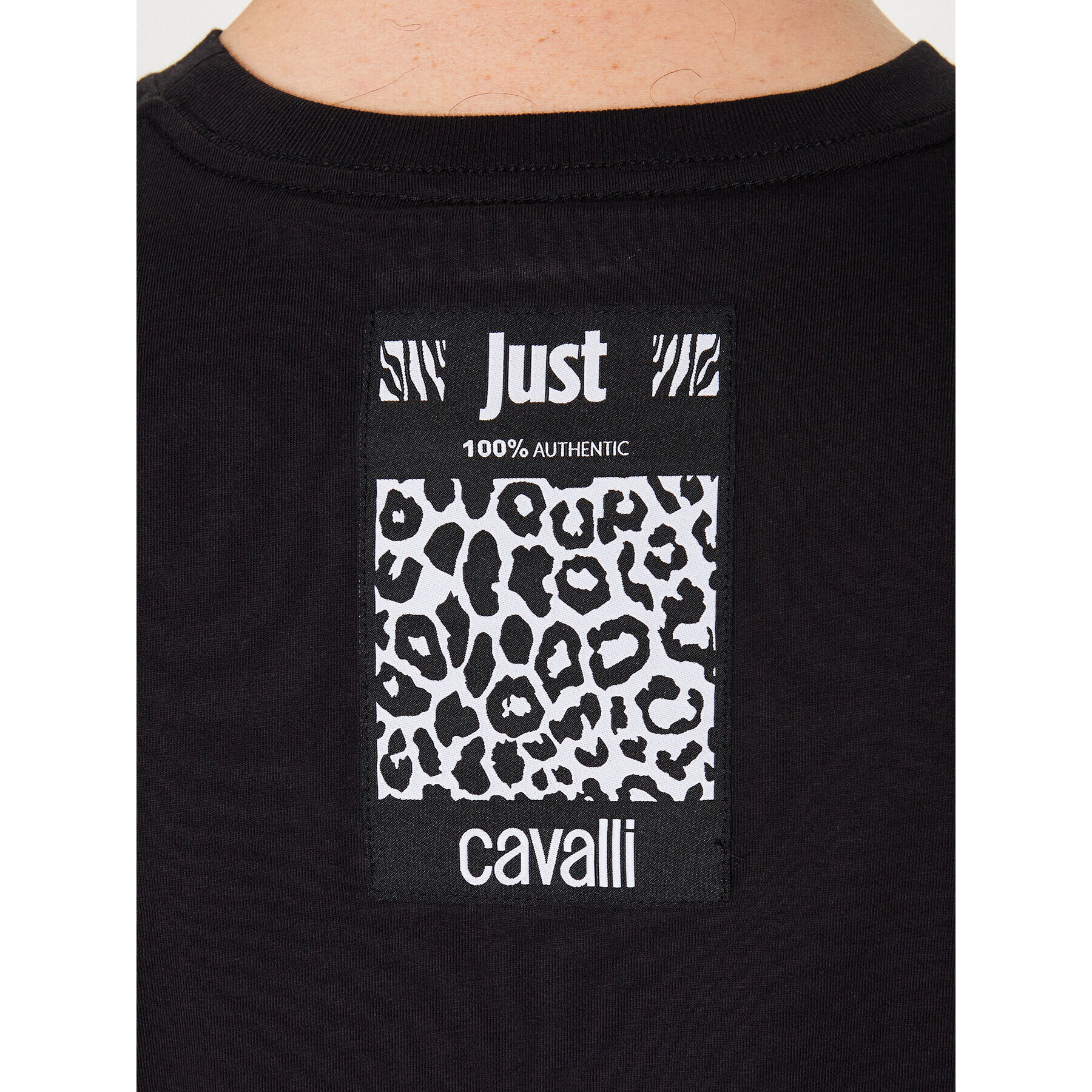 Just Cavalli Тишърт 74OBHF11 Черен Regular Fit - Pepit.bg