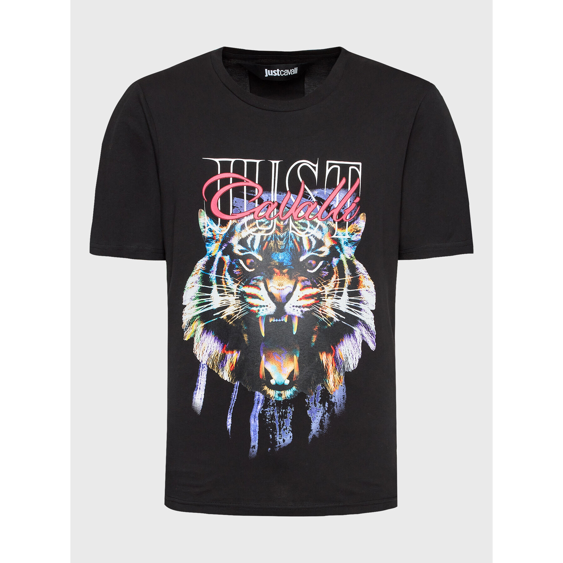 Just Cavalli Тишърт 74OBHF11 Черен Regular Fit - Pepit.bg
