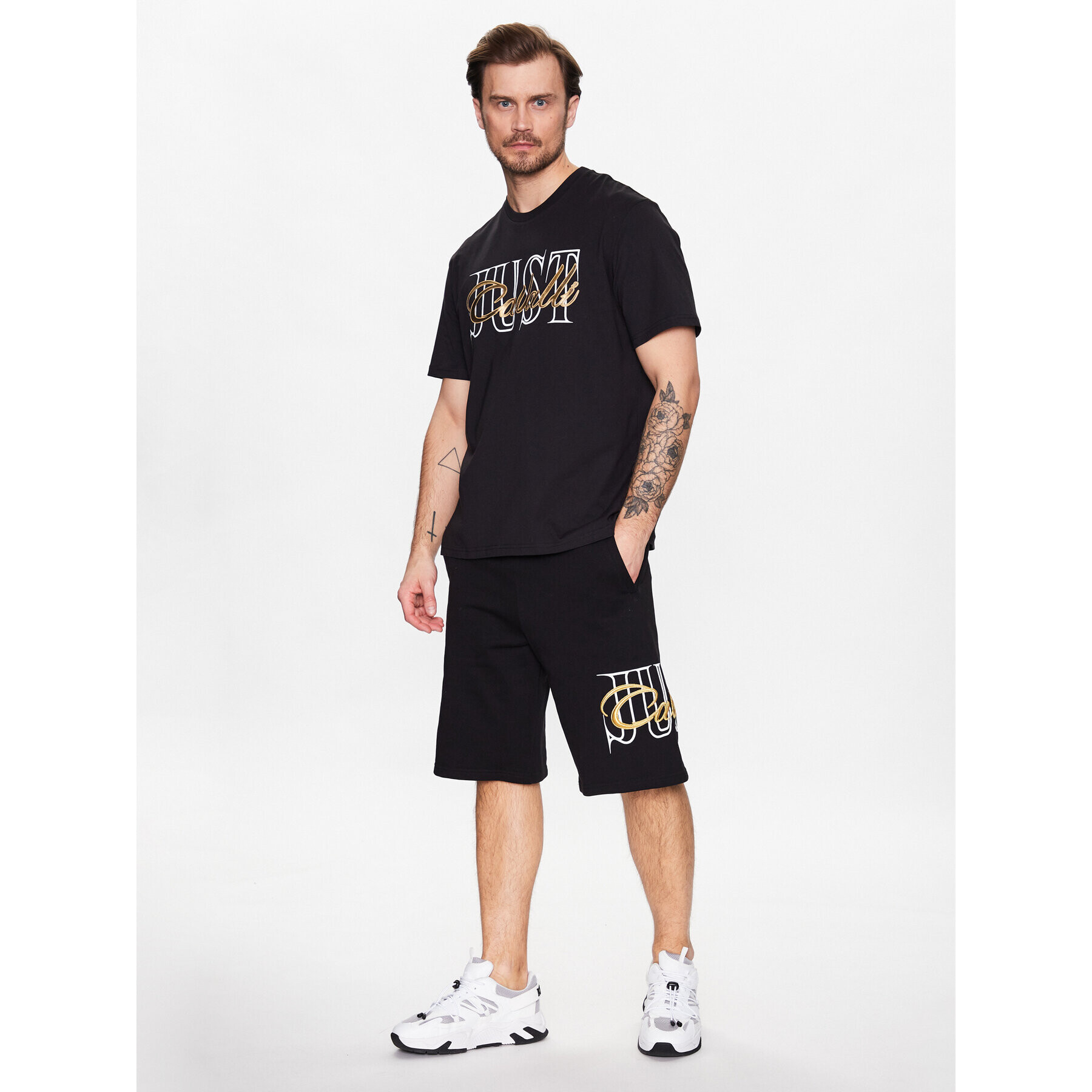 Just Cavalli Тишърт 74OBHF17 Черен Regular Fit - Pepit.bg