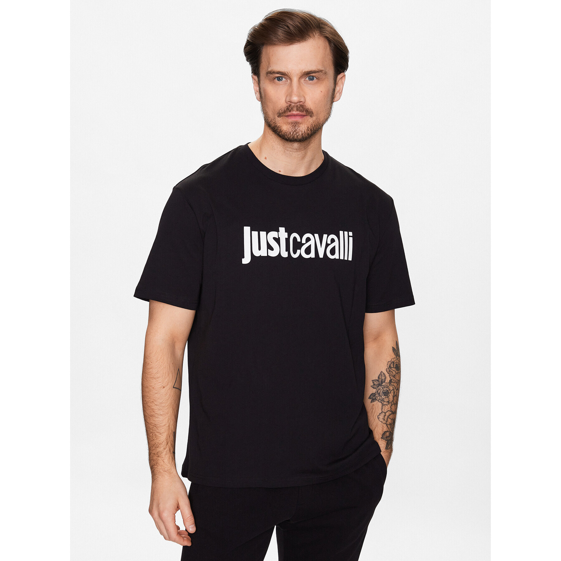 Just Cavalli Тишърт 74OBHG00 Черен Regular Fit - Pepit.bg