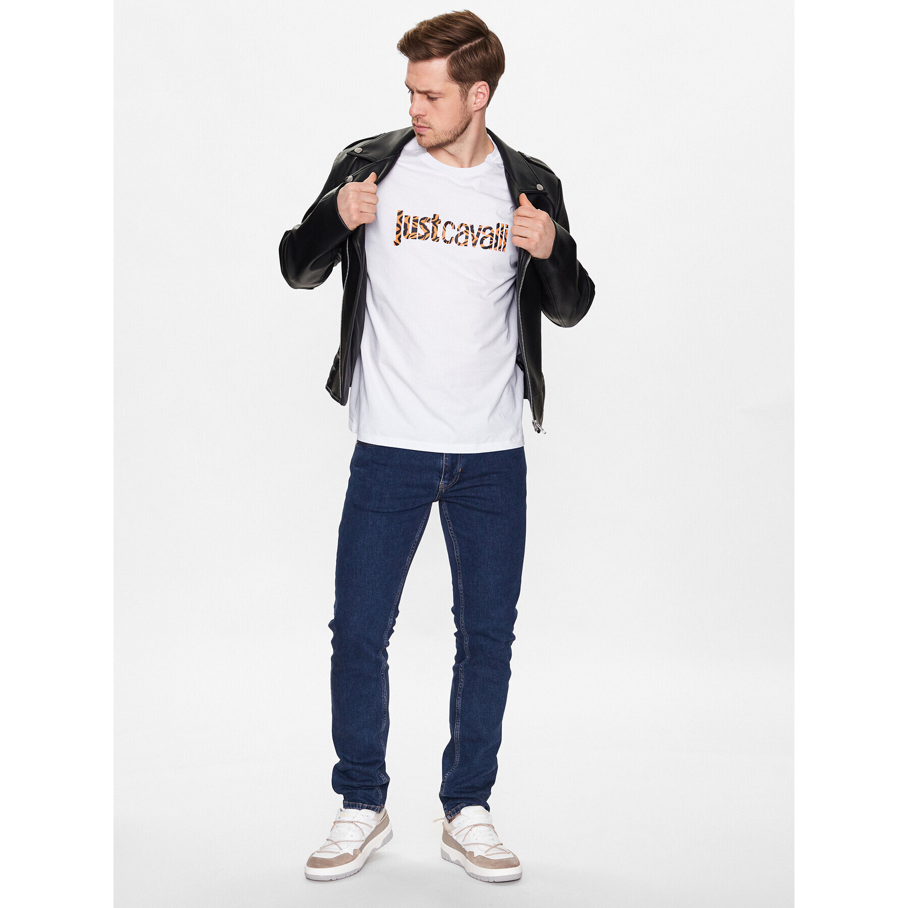 Just Cavalli Тишърт 74OBHG02 Бял Regular Fit - Pepit.bg