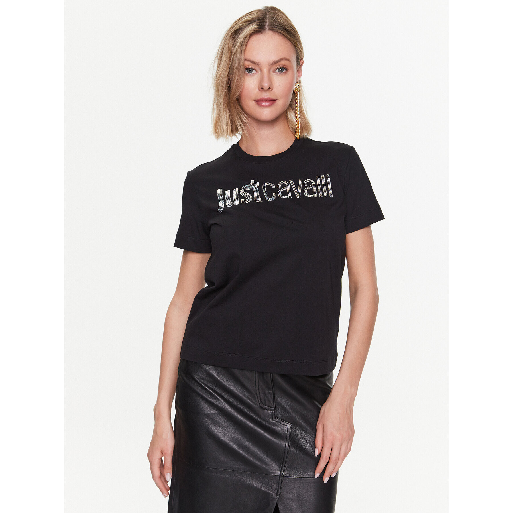 Just Cavalli Тишърт 74PBHE01 Черен Regular Fit - Pepit.bg