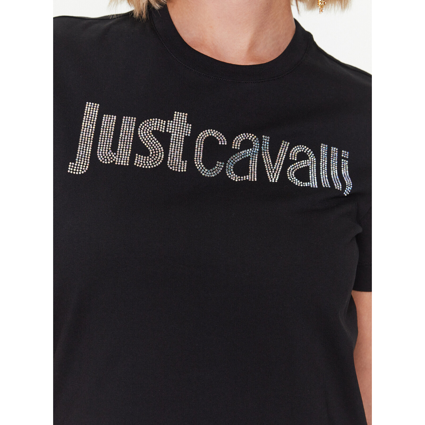 Just Cavalli Тишърт 74PBHE01 Черен Regular Fit - Pepit.bg