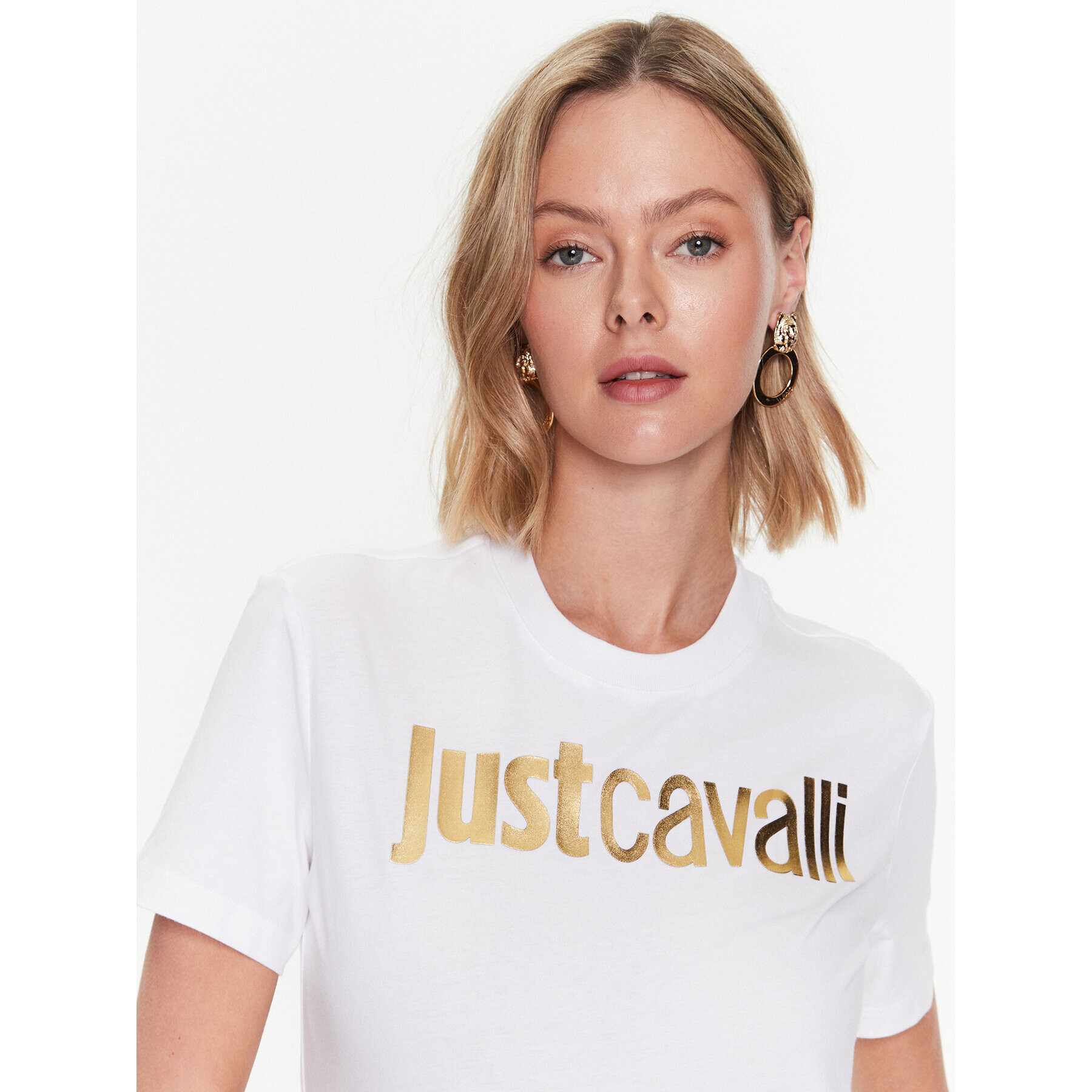 Just Cavalli Тишърт 74PBHF00 Бял Regular Fit - Pepit.bg