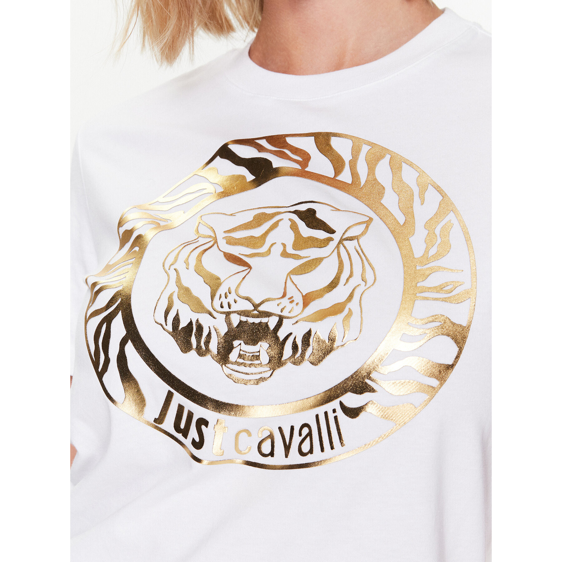 Just Cavalli Тишърт 74PBHF03 Бял Regular Fit - Pepit.bg