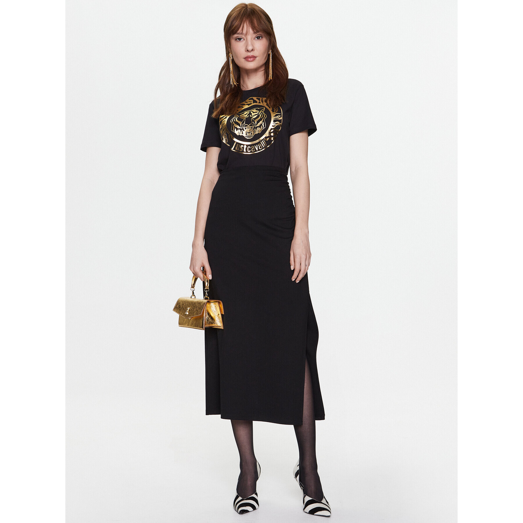 Just Cavalli Тишърт 74PBHF03 Черен Regular Fit - Pepit.bg