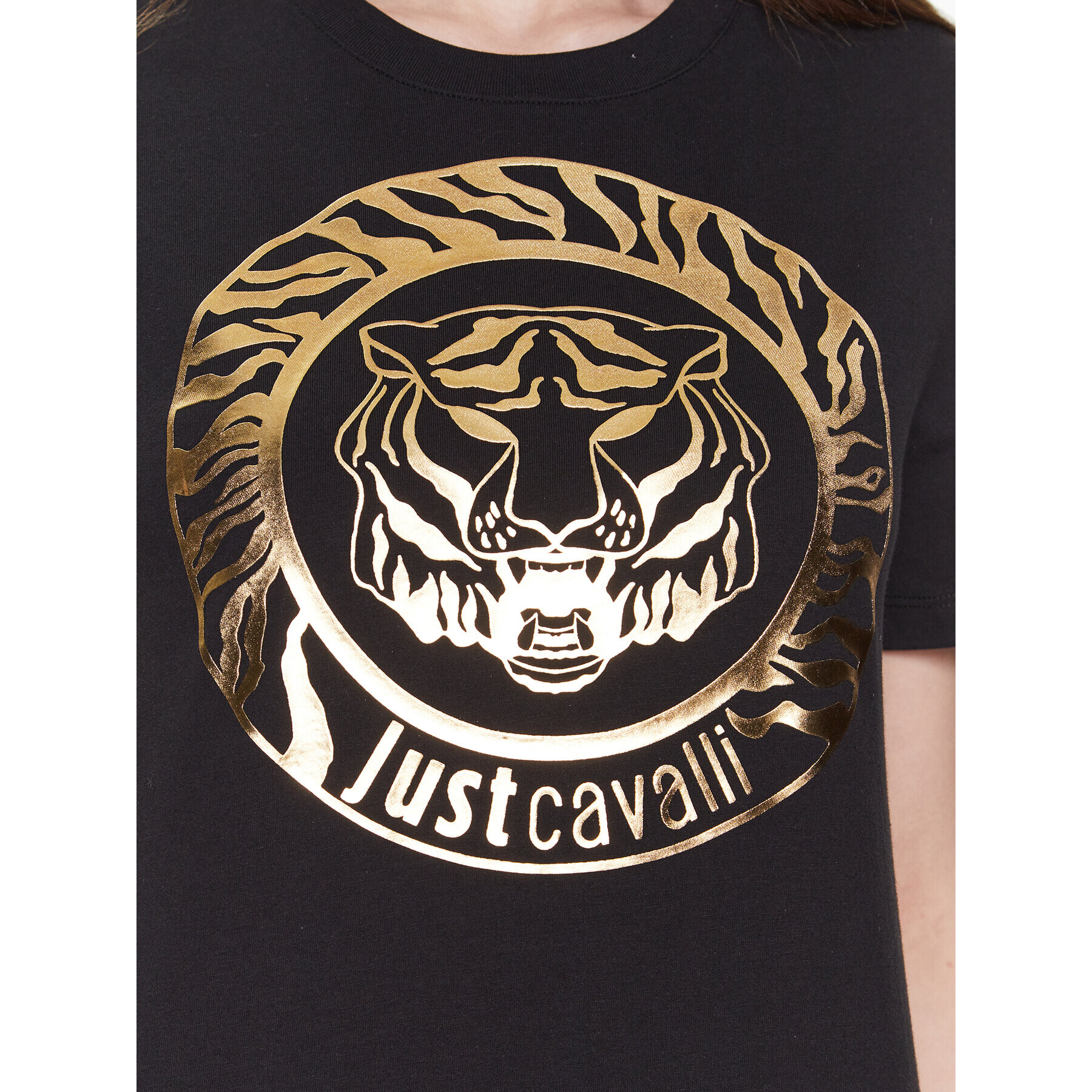 Just Cavalli Тишърт 74PBHF03 Черен Regular Fit - Pepit.bg