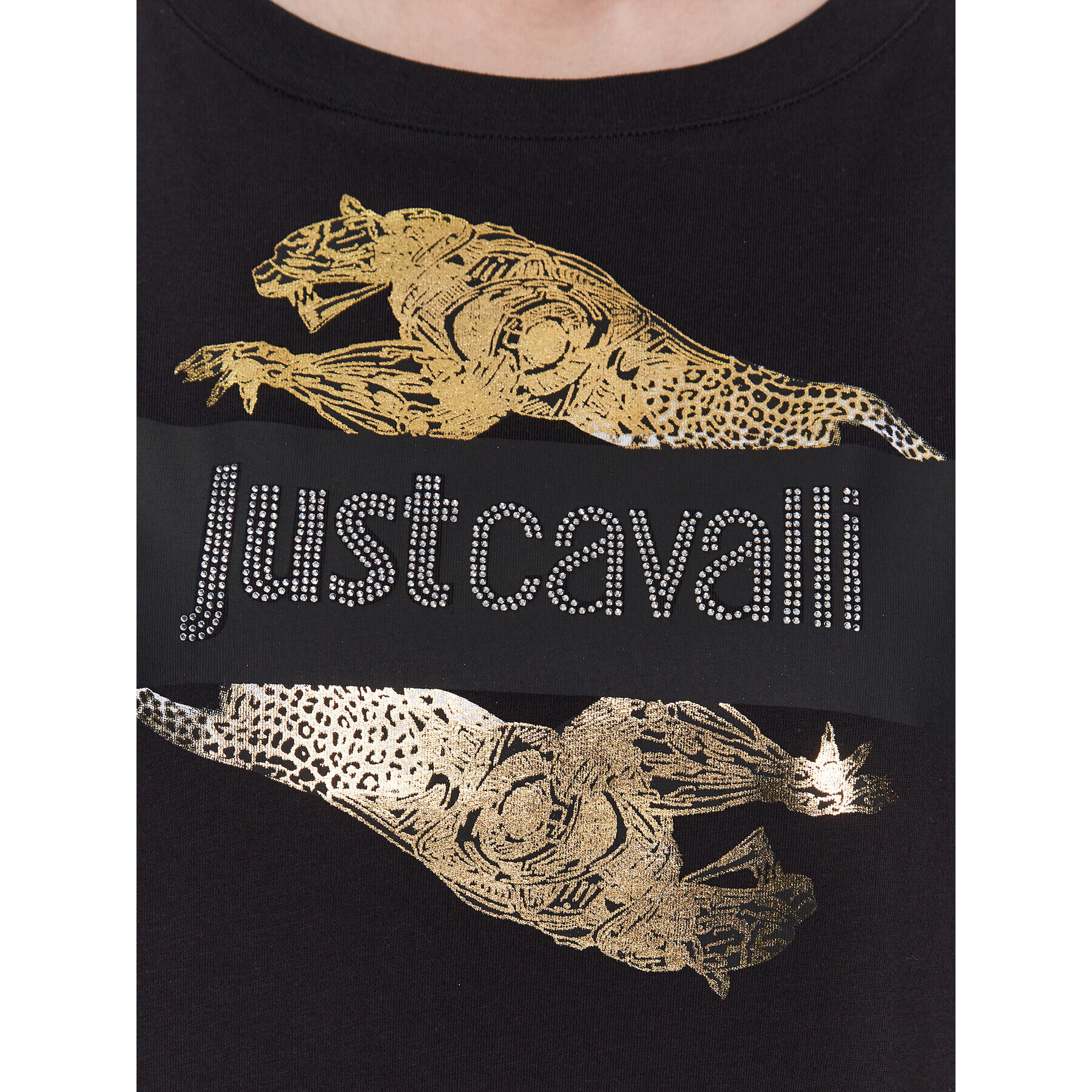 Just Cavalli Тишърт 74PBHF07 Черен Regular Fit - Pepit.bg