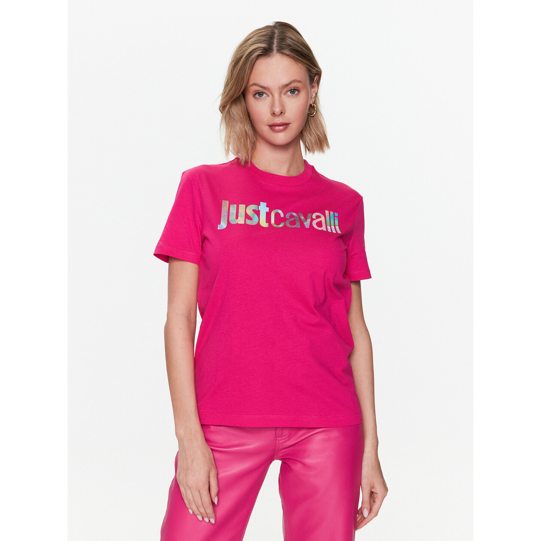 Just Cavalli Тишърт 74PBHG00 Розов Regular Fit - Pepit.bg