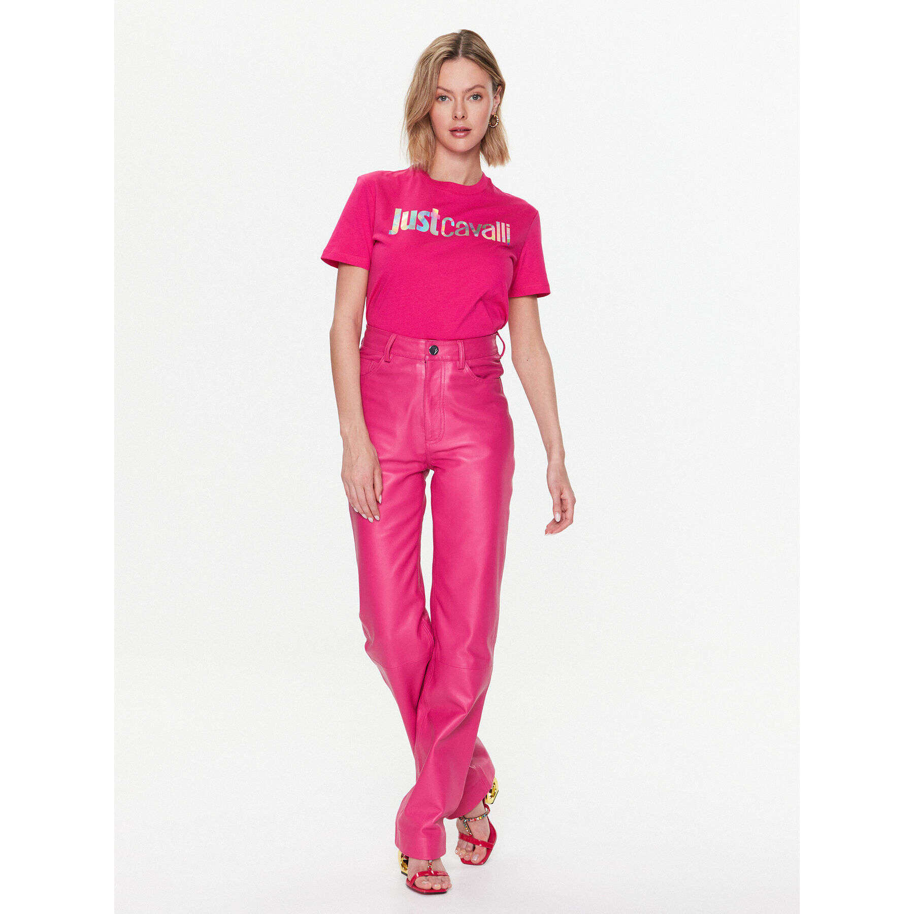 Just Cavalli Тишърт 74PBHG00 Розов Regular Fit - Pepit.bg