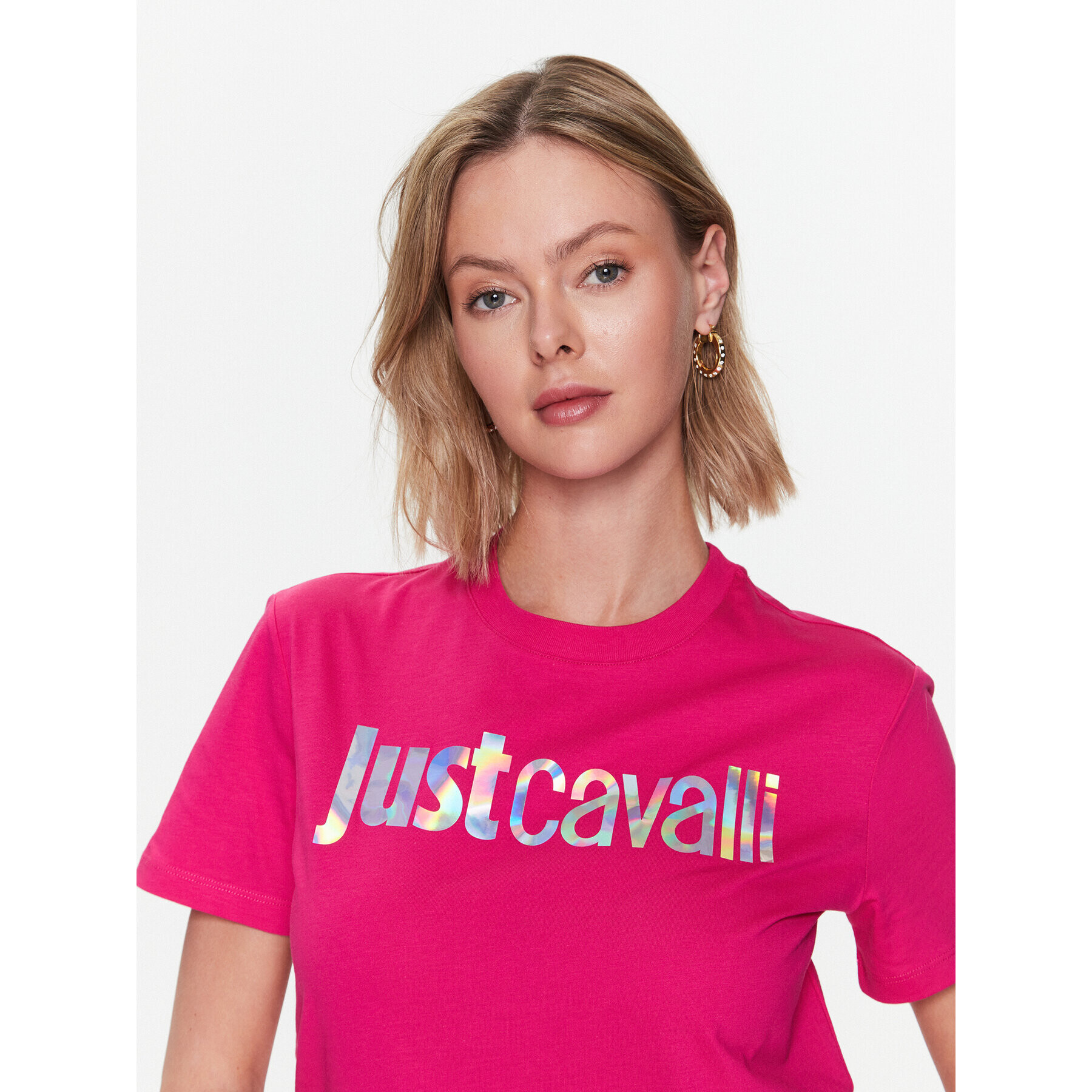 Just Cavalli Тишърт 74PBHG00 Розов Regular Fit - Pepit.bg