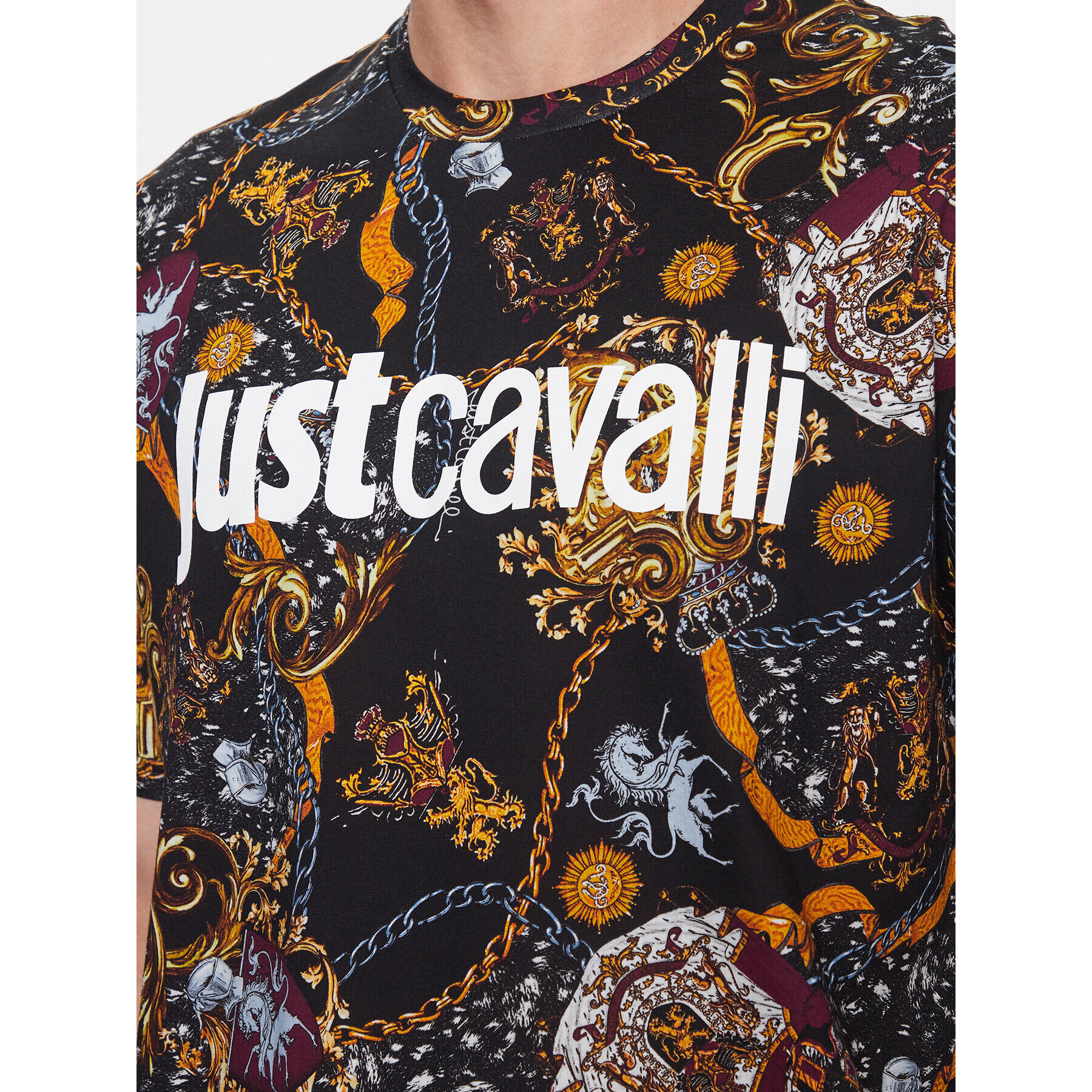 Just Cavalli Тишърт 75OAH6R3 Черен Regular Fit - Pepit.bg
