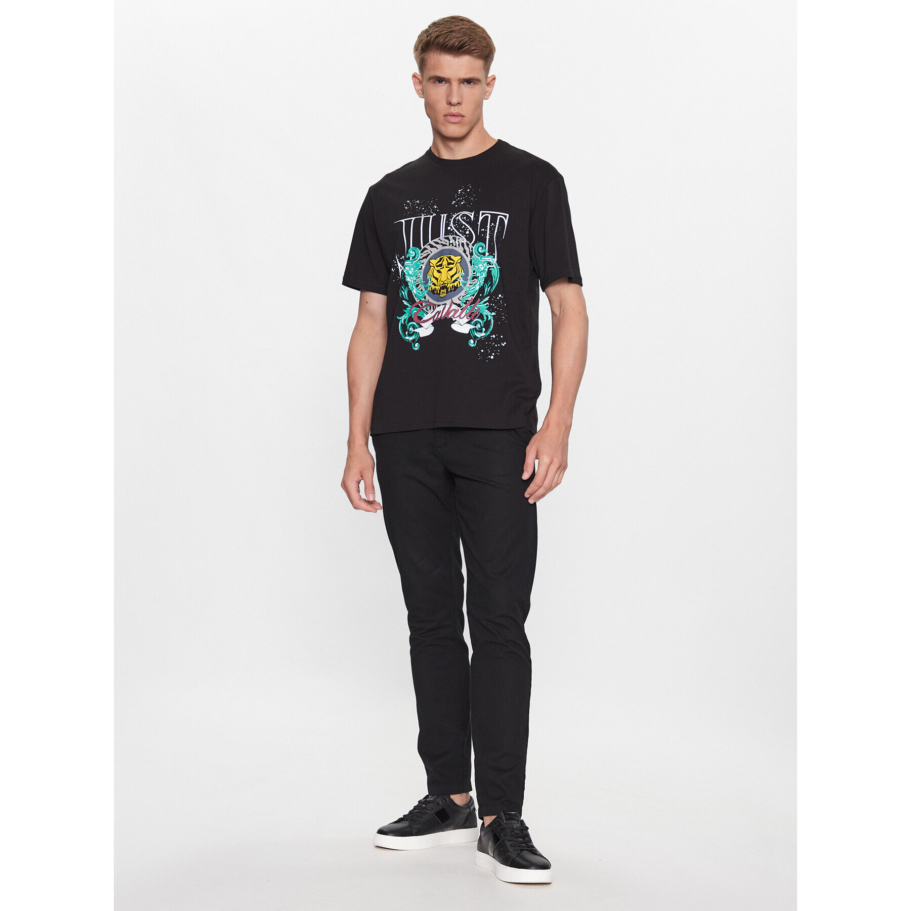 Just Cavalli Тишърт 75OAHF02 Черен Regular Fit - Pepit.bg