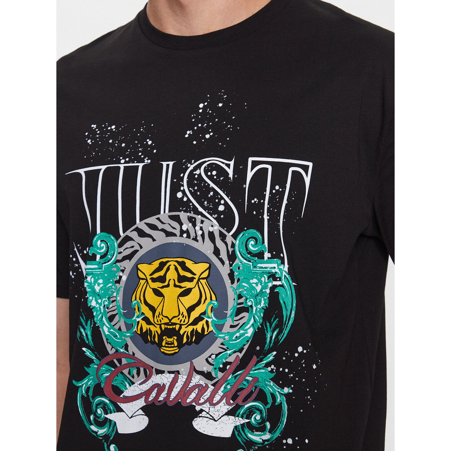 Just Cavalli Тишърт 75OAHF02 Черен Regular Fit - Pepit.bg