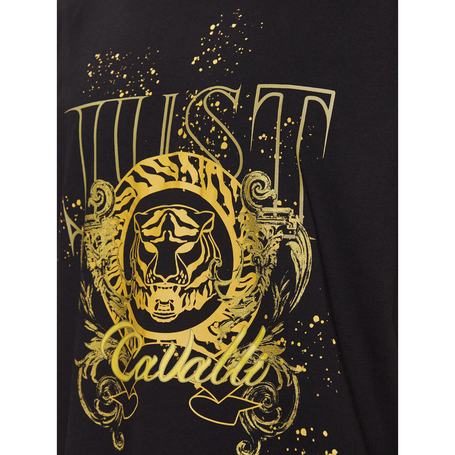 Just Cavalli Тишърт 75OAHF03 Черен Regular Fit - Pepit.bg