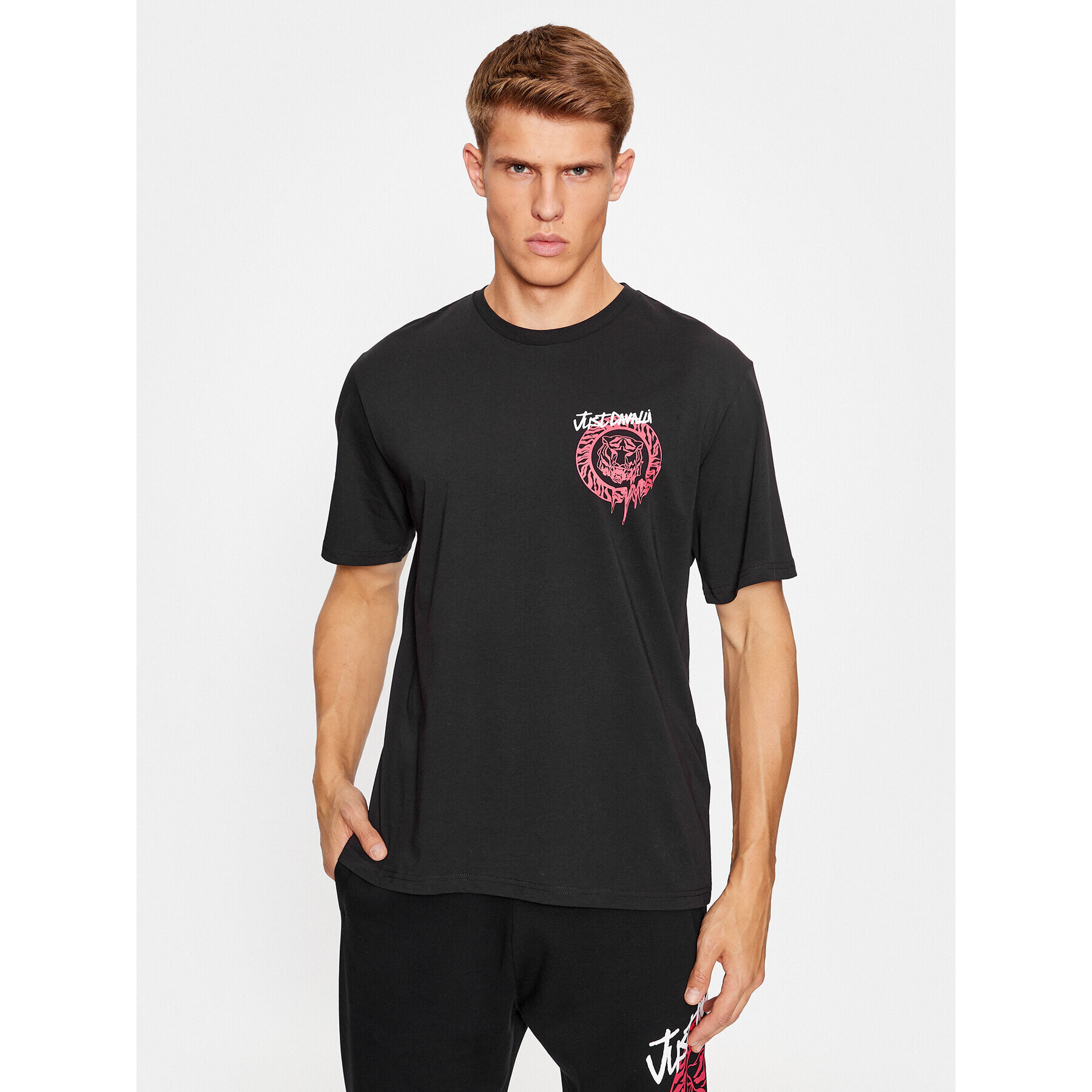 Just Cavalli Тишърт 75OAHG03 Черен Regular Fit - Pepit.bg