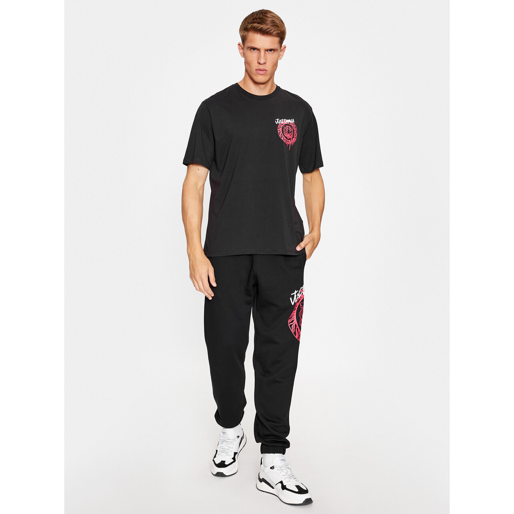 Just Cavalli Тишърт 75OAHG03 Черен Regular Fit - Pepit.bg