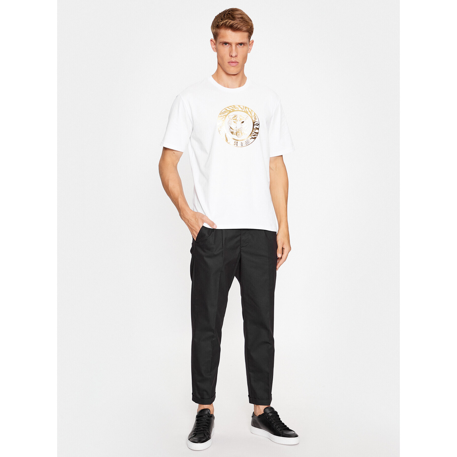Just Cavalli Тишърт 75OAHT01 Бял Regular Fit - Pepit.bg