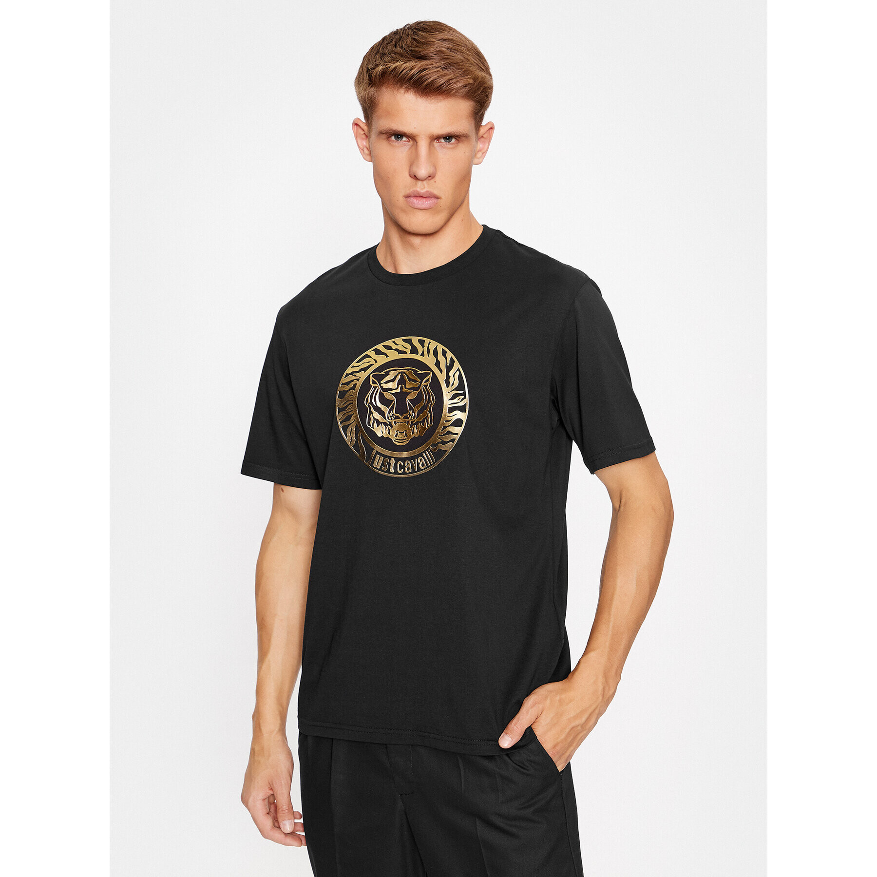 Just Cavalli Тишърт 75OAHT01 Черен Regular Fit - Pepit.bg