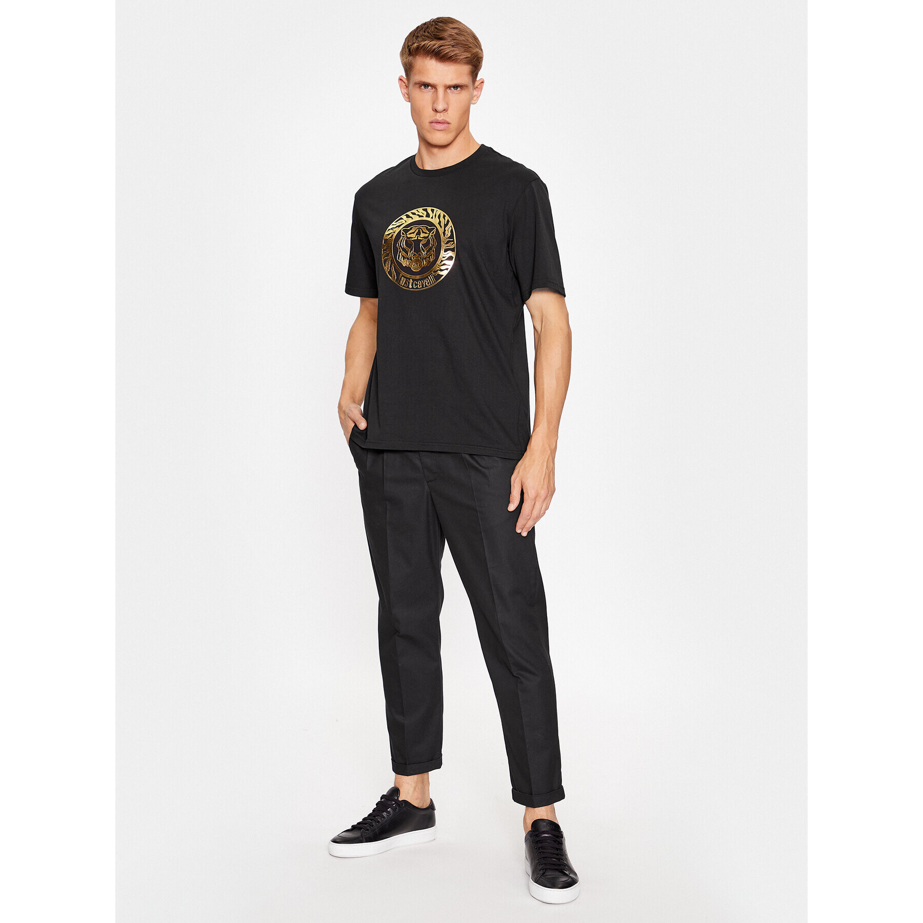 Just Cavalli Тишърт 75OAHT01 Черен Regular Fit - Pepit.bg