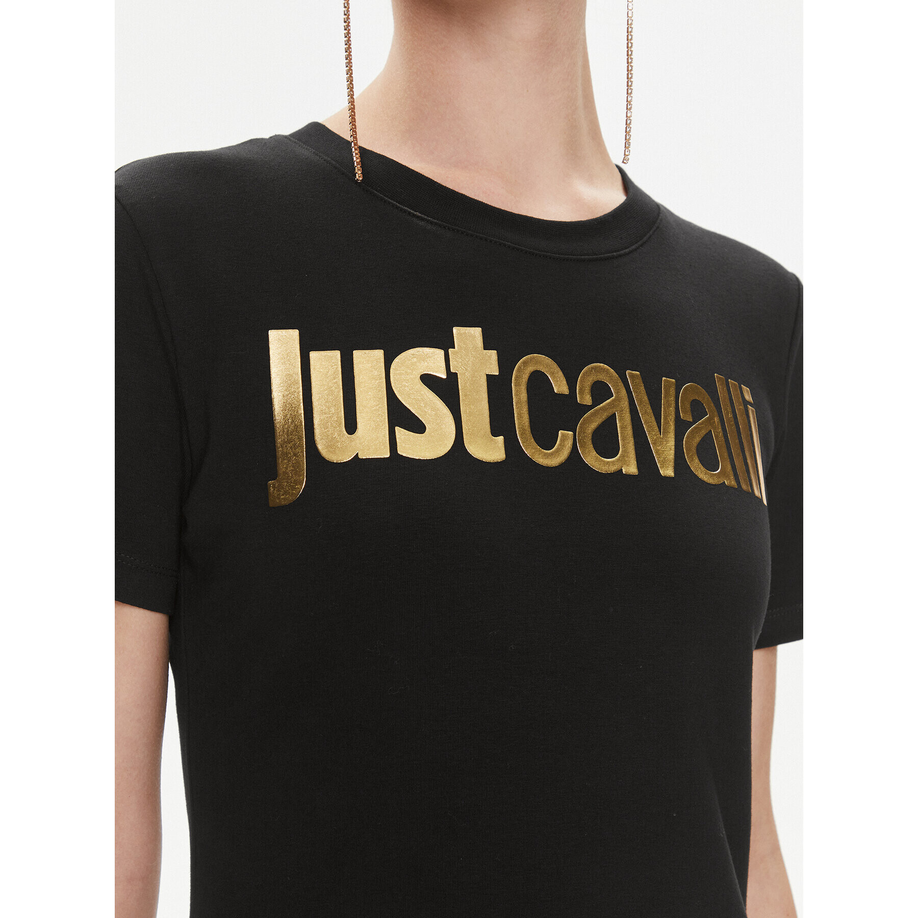 Just Cavalli Тишърт 75PAHT00 Черен Regular Fit - Pepit.bg