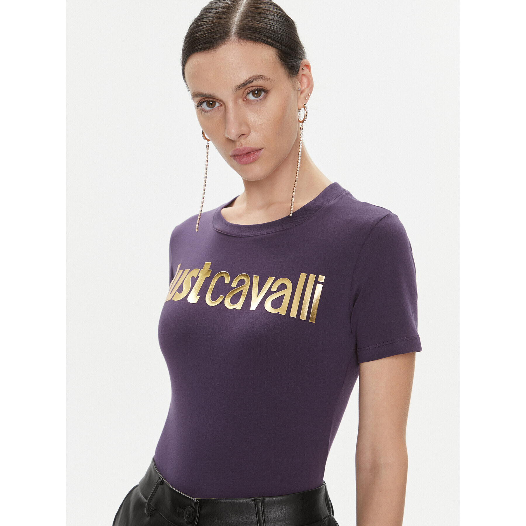 Just Cavalli Тишърт 75PAHT00 Виолетов Regular Fit - Pepit.bg