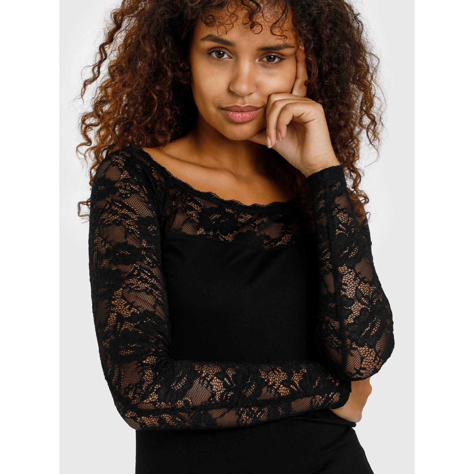Kaffe Блуза Lacy Boat 10500903 Черен Regular Fit - Pepit.bg