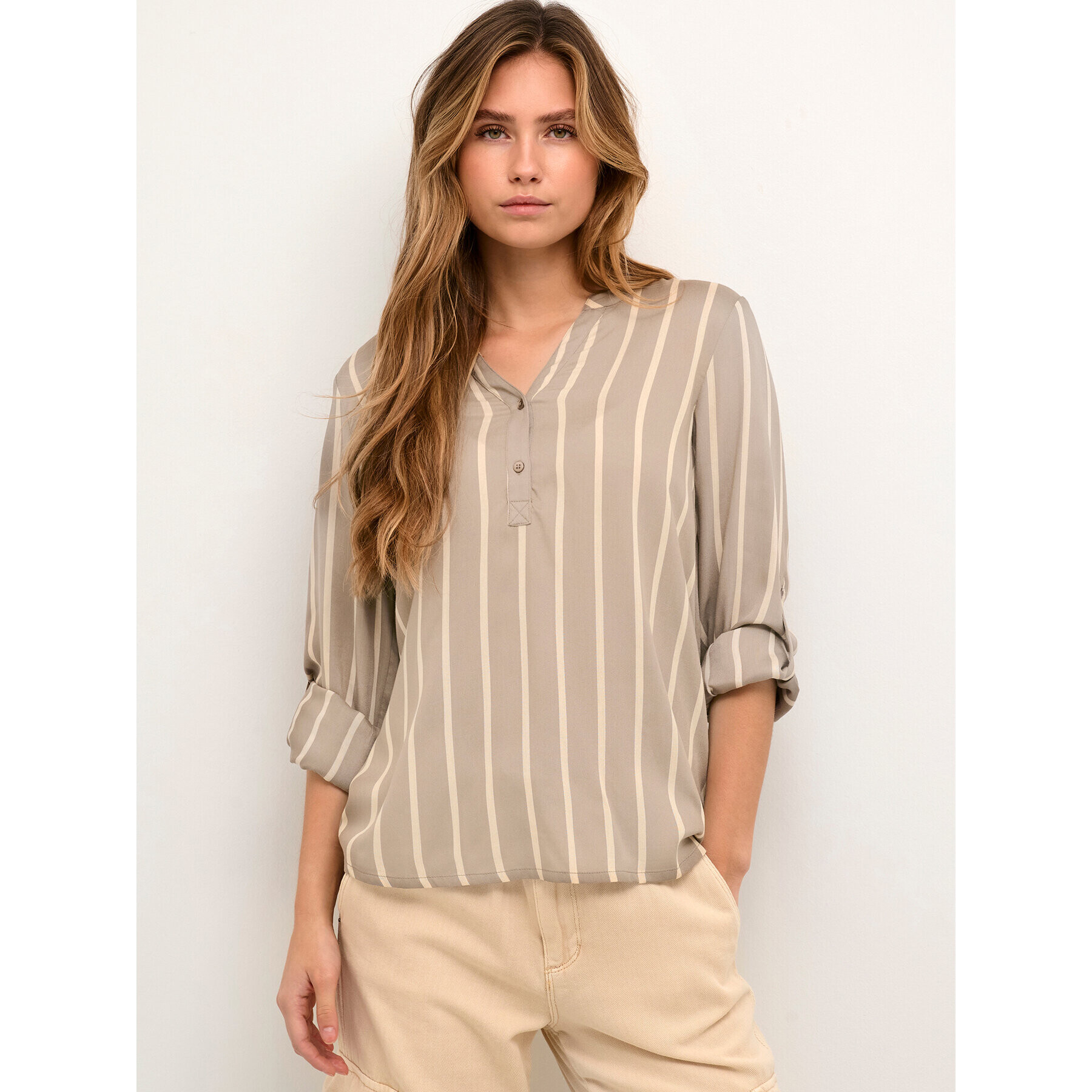 Kaffe Блуза Stridy 10504279 Бежов Regular Fit - Pepit.bg