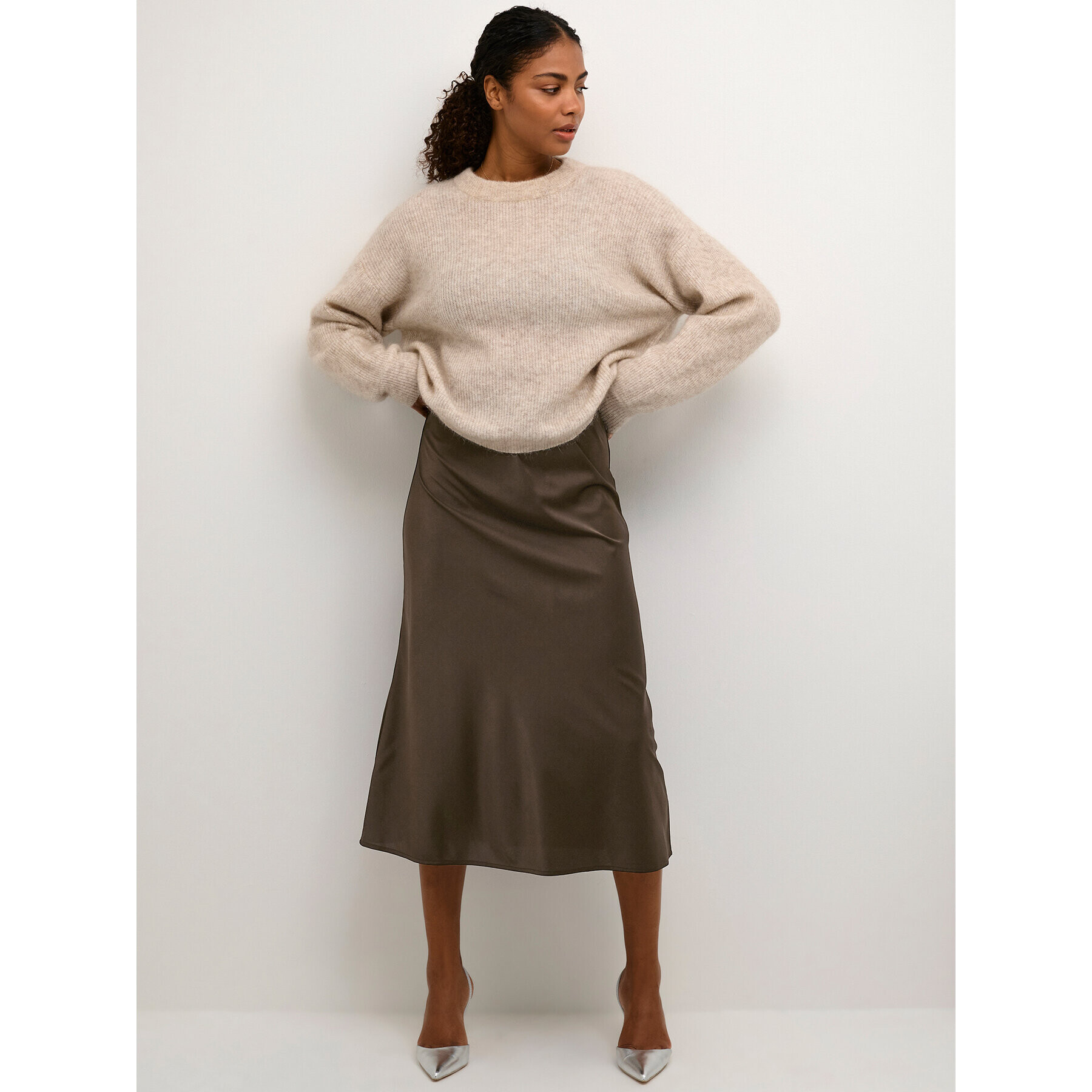 Kaffe Миди пола Asasmina 10507456 Кафяв Regular Fit - Pepit.bg