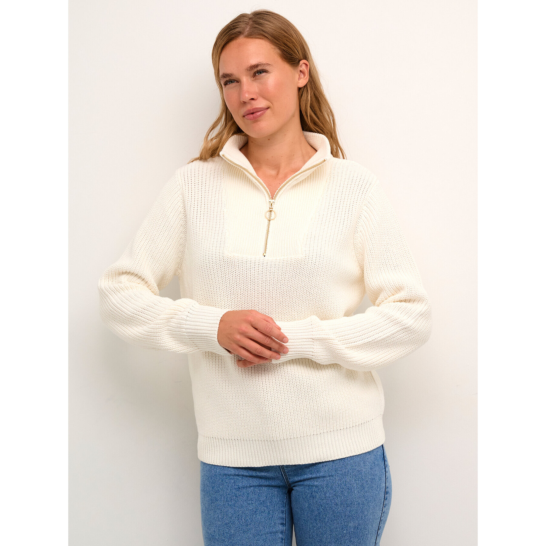 Kaffe Пуловер Kalioa 10506820 Екрю Loose Fit - Pepit.bg