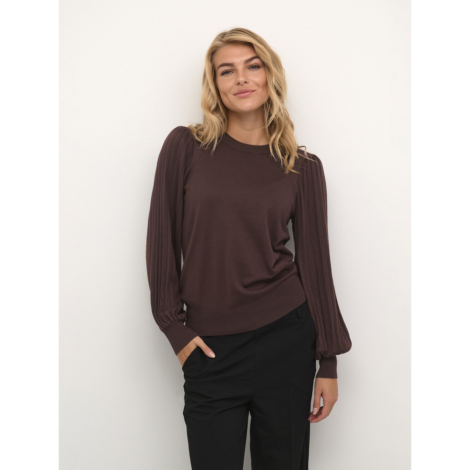 Kaffe Пуловер Kalone 10507905 Кафяв Regular Fit - Pepit.bg