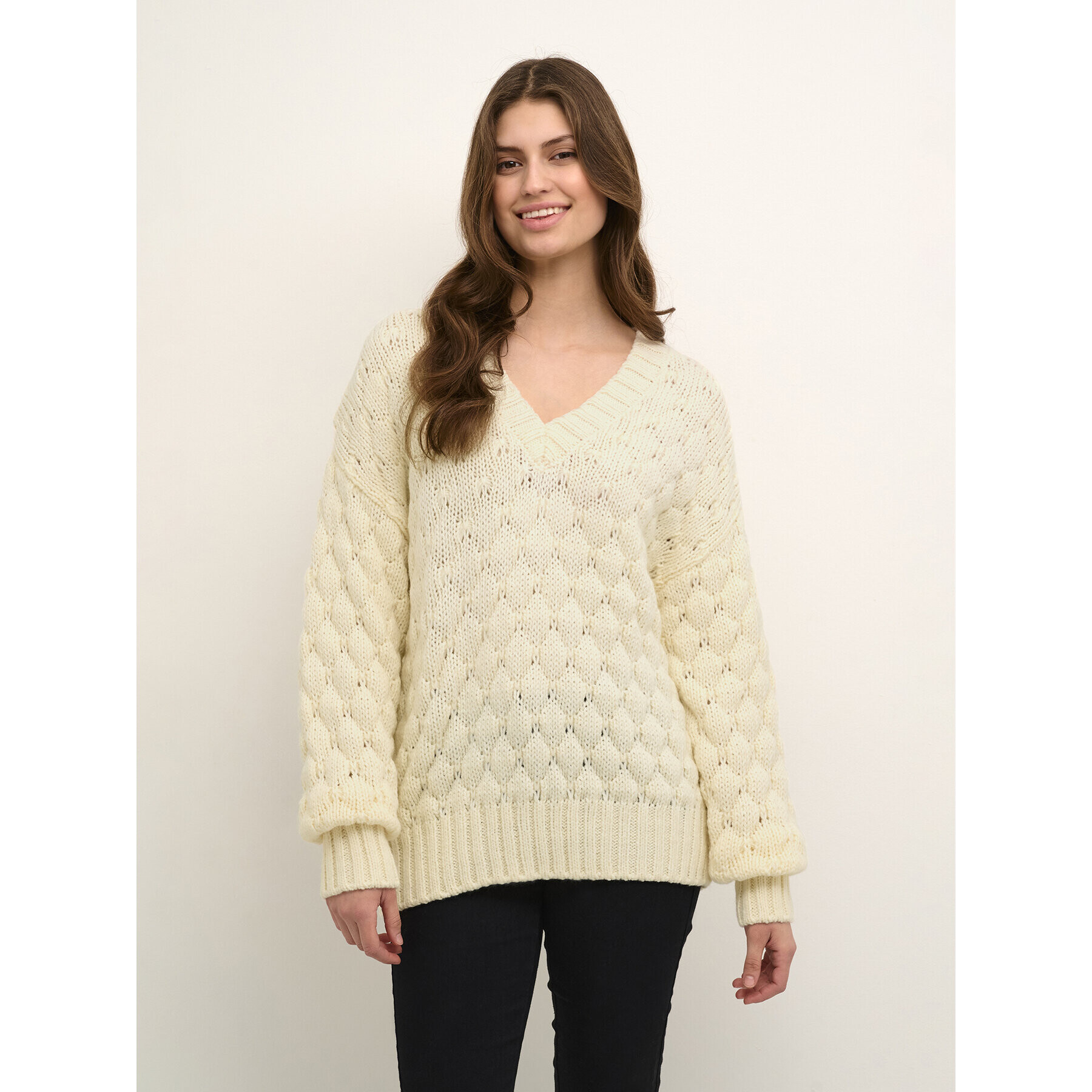 Kaffe Пуловер Katinka 10507747 Екрю Loose Fit - Pepit.bg