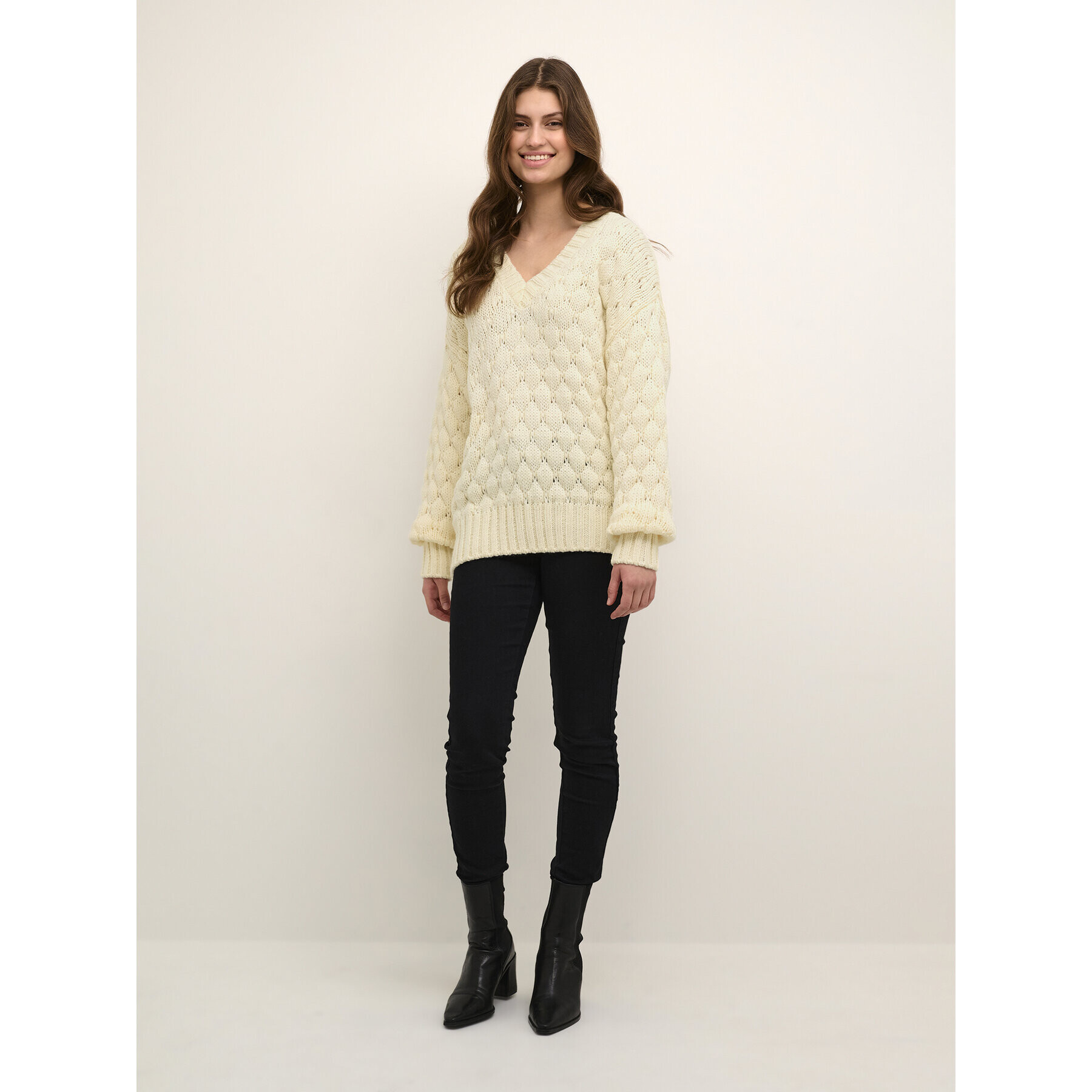 Kaffe Пуловер Katinka 10507747 Екрю Loose Fit - Pepit.bg