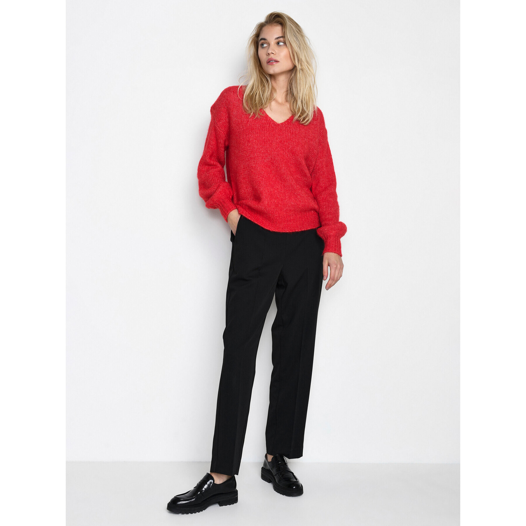 Kaffe Пуловер Sarla 10506829 Червен Loose Fit - Pepit.bg