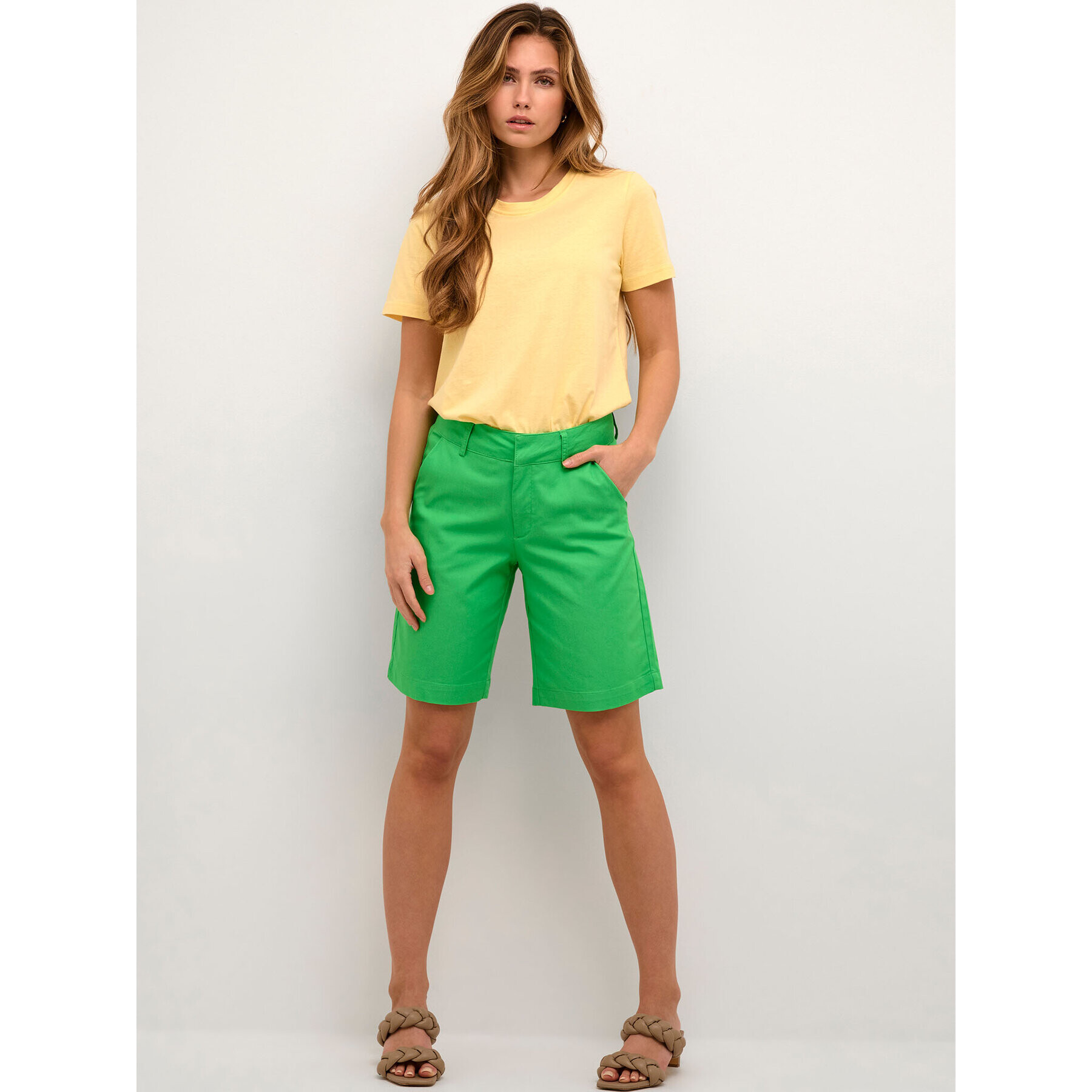 Kaffe Шорти от плат Lea 10505457 Зелен Regular Fit - Pepit.bg