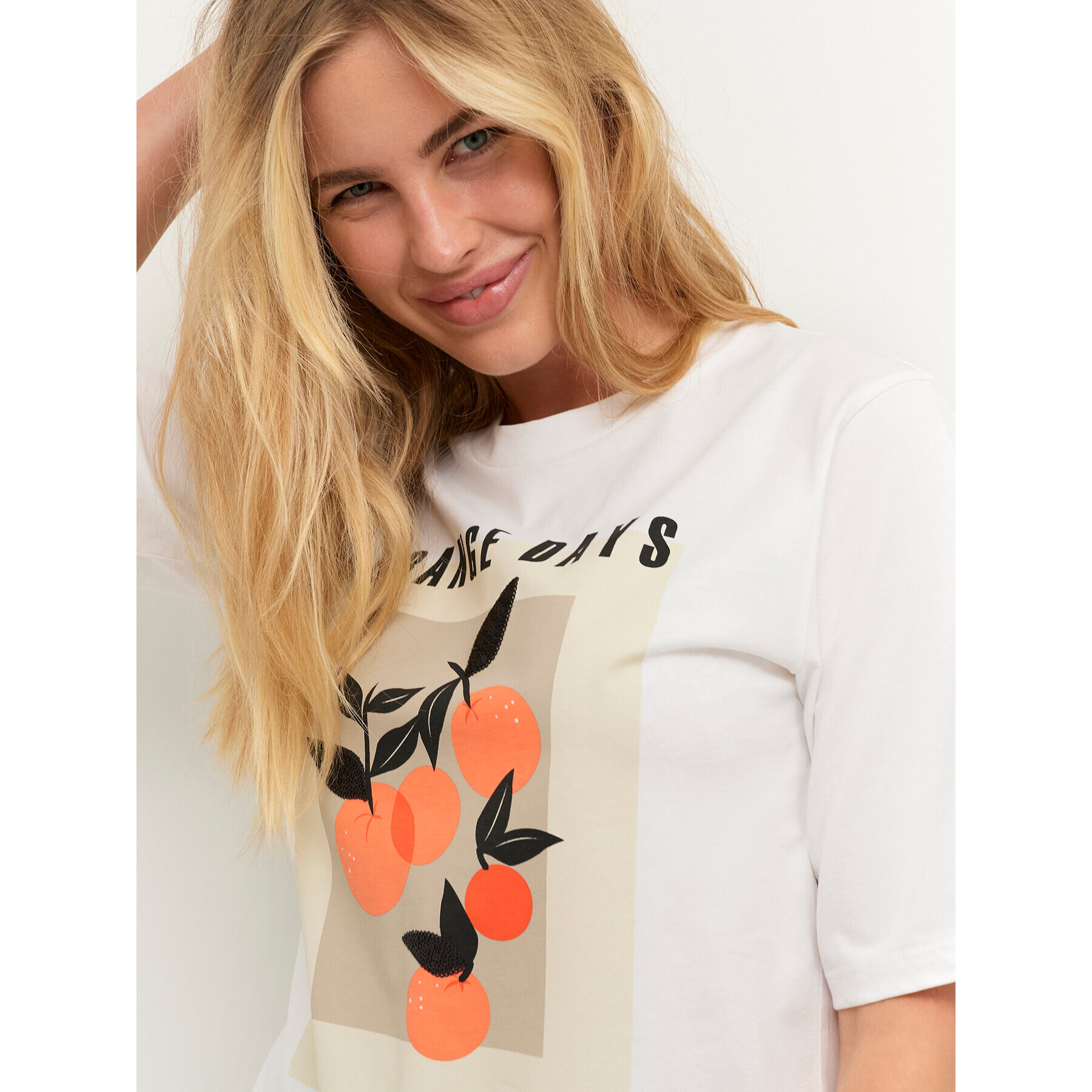 Kaffe Тишърт Bloom 10507308 Бял Loose Fit - Pepit.bg