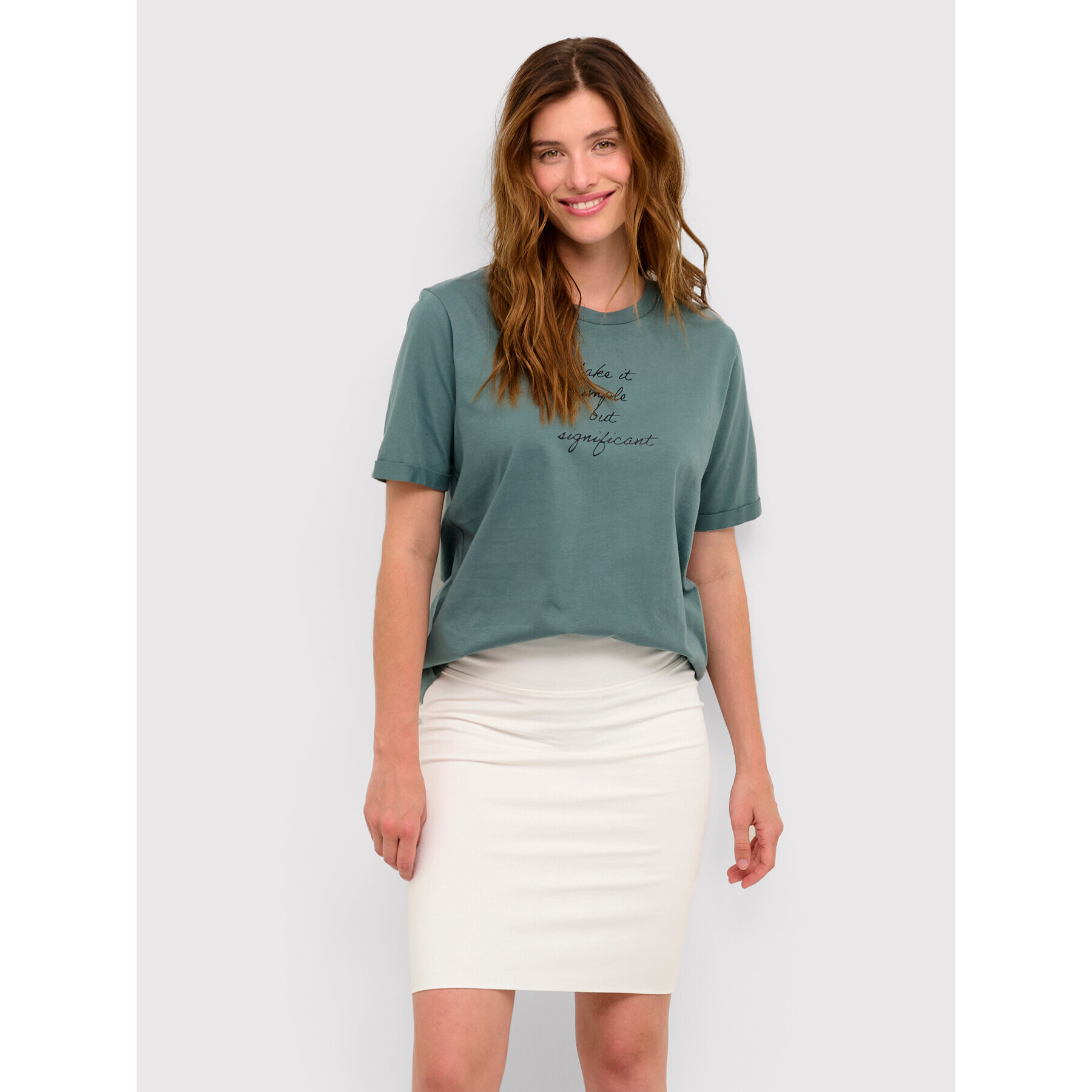 Kaffe Тишърт Jelena 10506645 Зелен Regular Fit - Pepit.bg