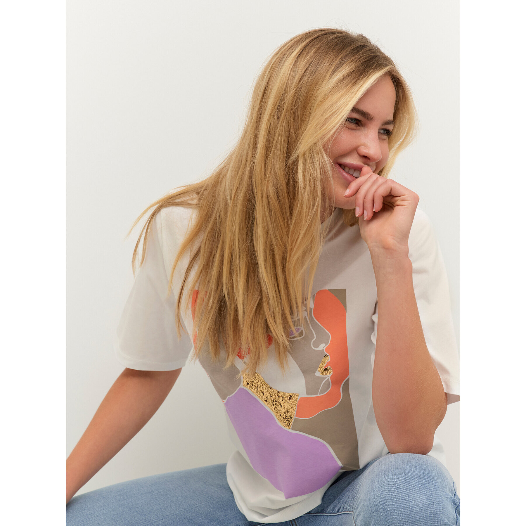 Kaffe Тишърт KAbloom 10507308 Бял Loose Fit - Pepit.bg