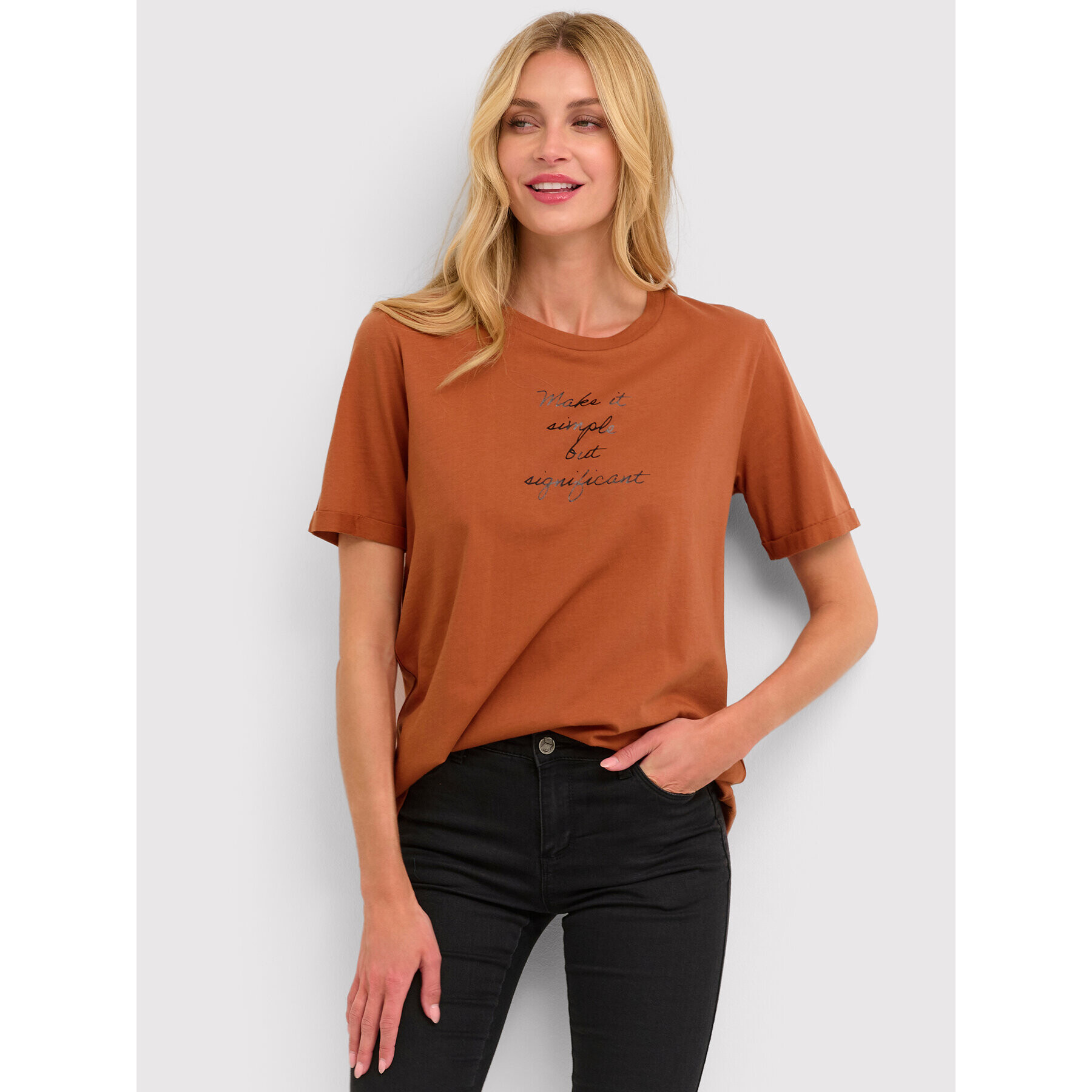 Kaffe Тишърт Kajelena 10506645 Оранжев Regular Fit - Pepit.bg