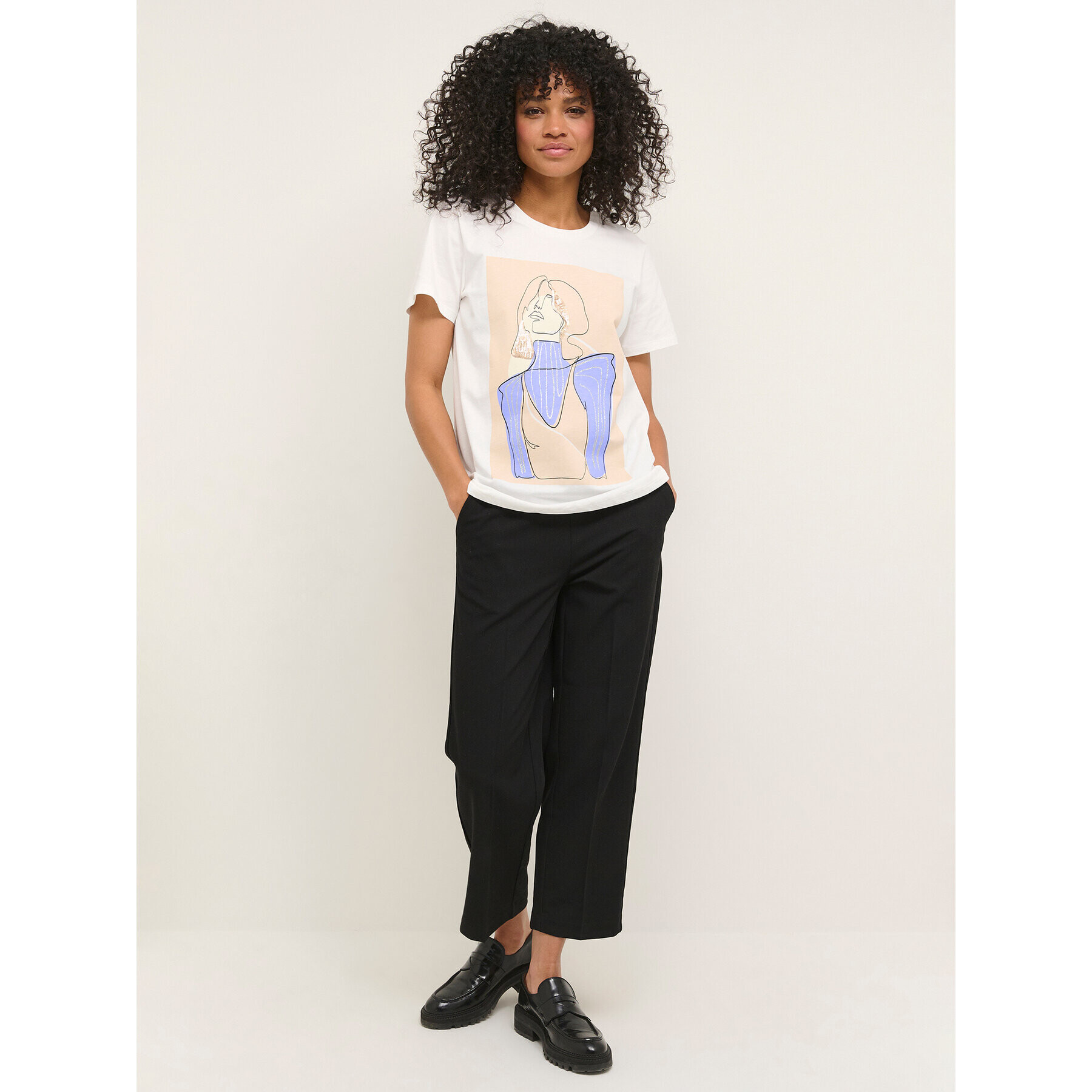 Kaffe Тишърт Kamila 10507176 Бял Regular Fit - Pepit.bg
