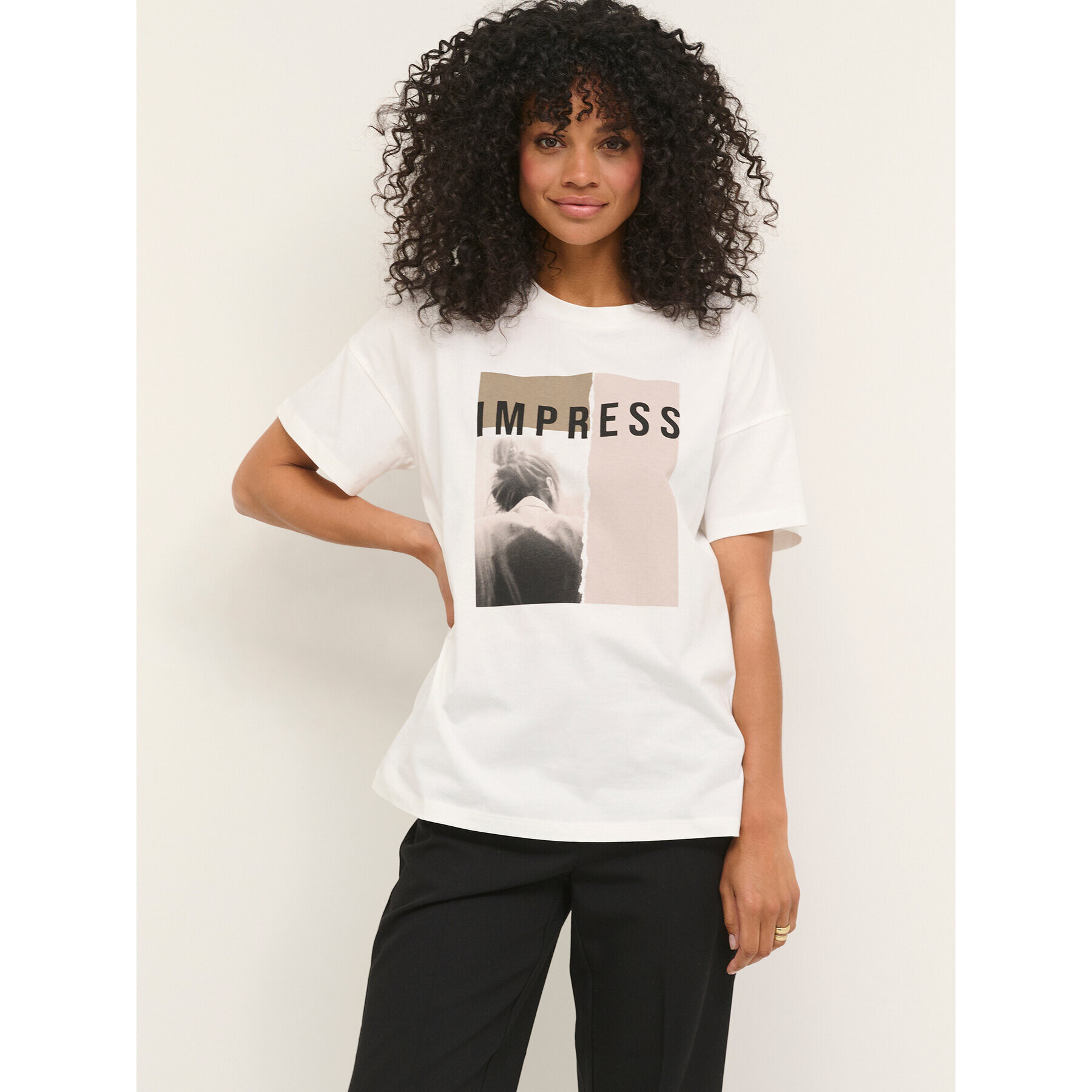 Kaffe Тишърт Natasja 10507082 Бял Boxy Fit - Pepit.bg