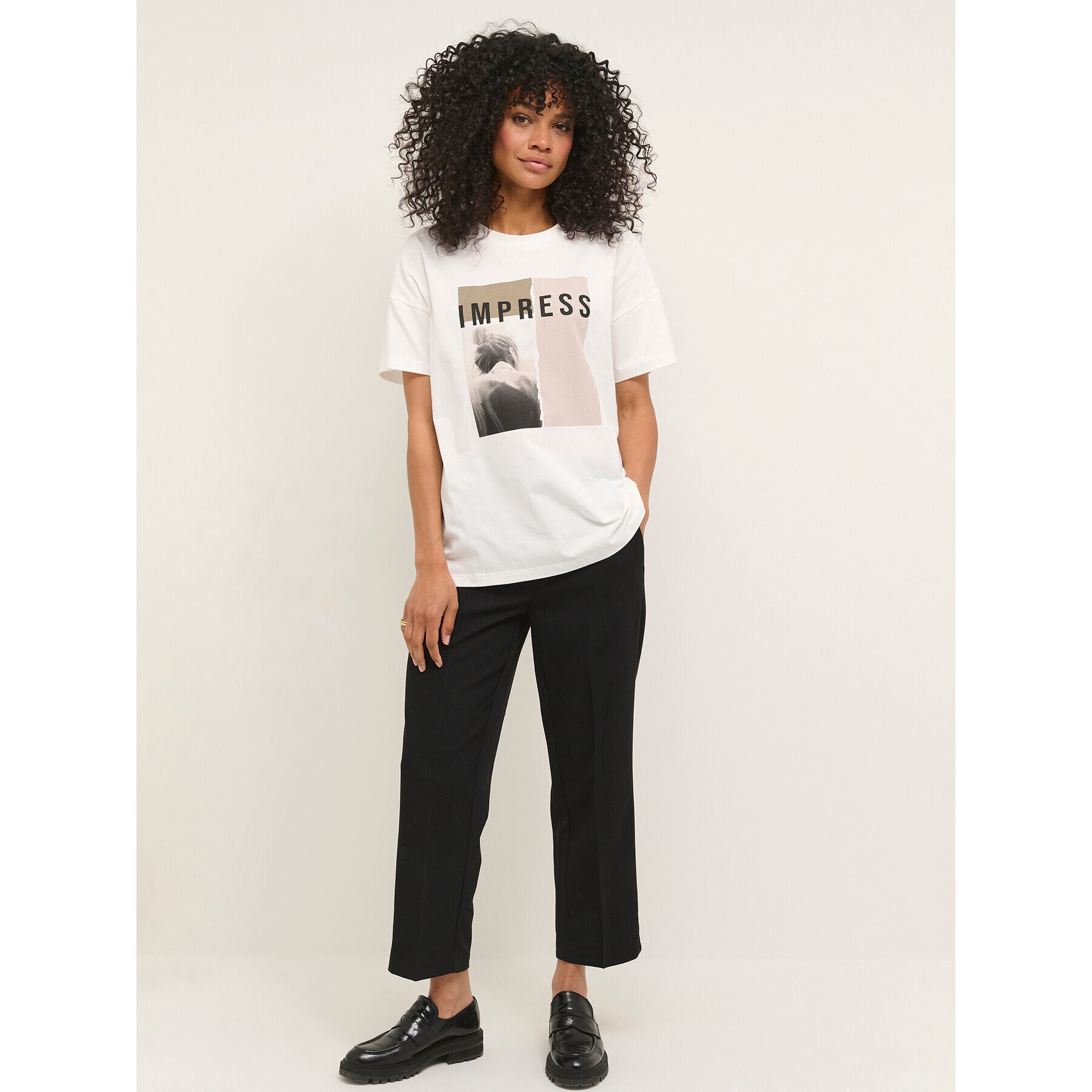 Kaffe Тишърт Natasja 10507082 Бял Boxy Fit - Pepit.bg