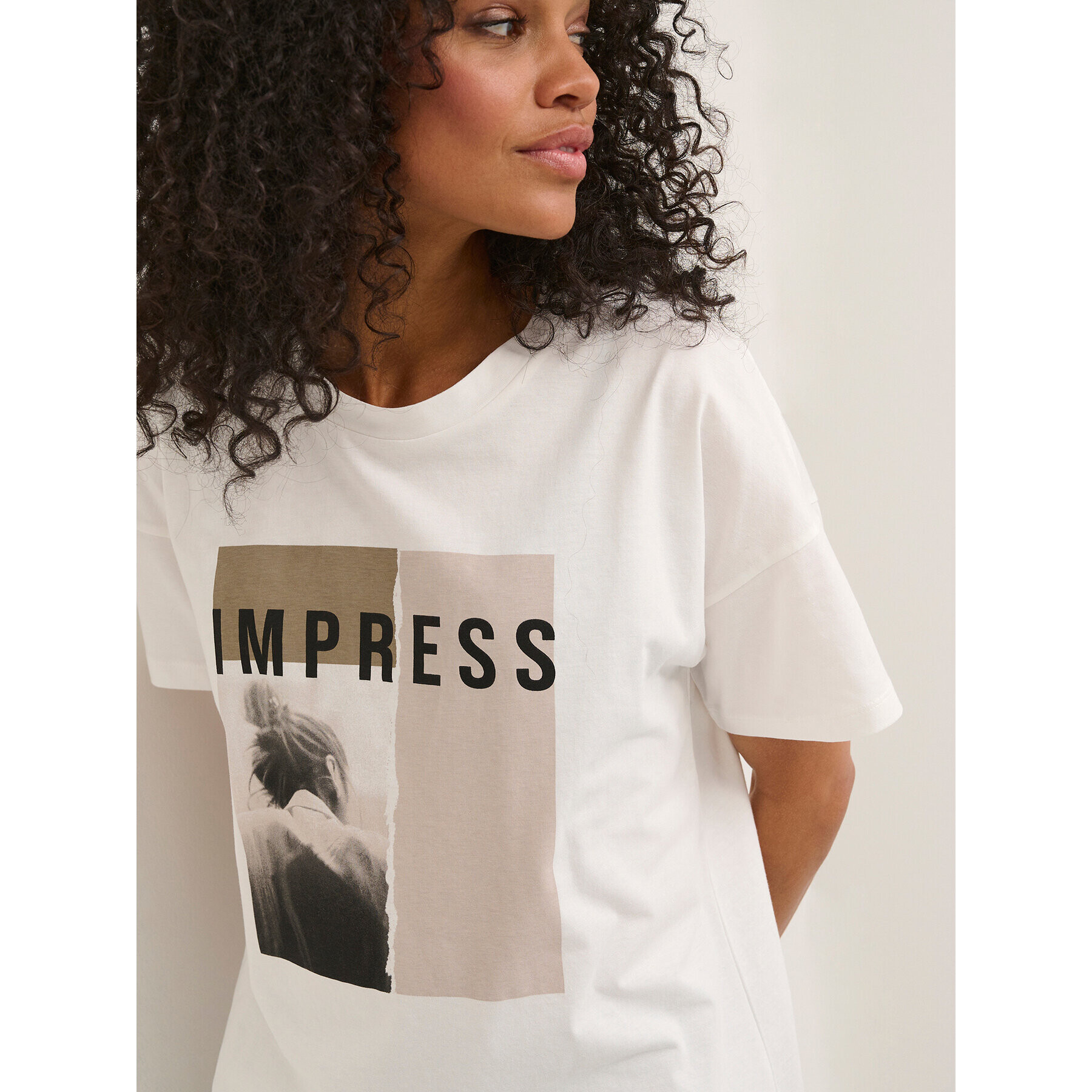 Kaffe Тишърт Natasja 10507082 Бял Boxy Fit - Pepit.bg