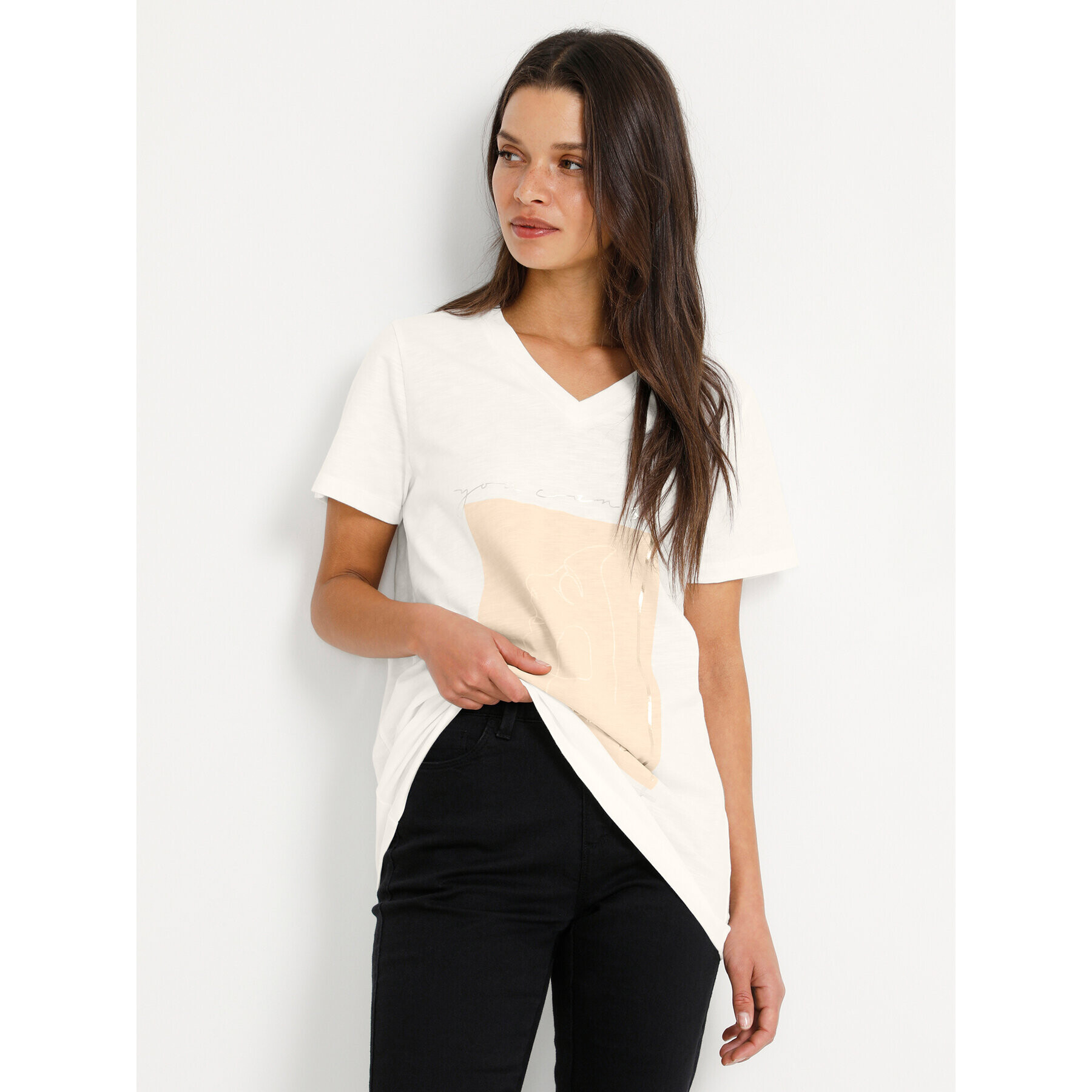 Kaffe Тишърт Sissie 10506733 Бял Regular Fit - Pepit.bg
